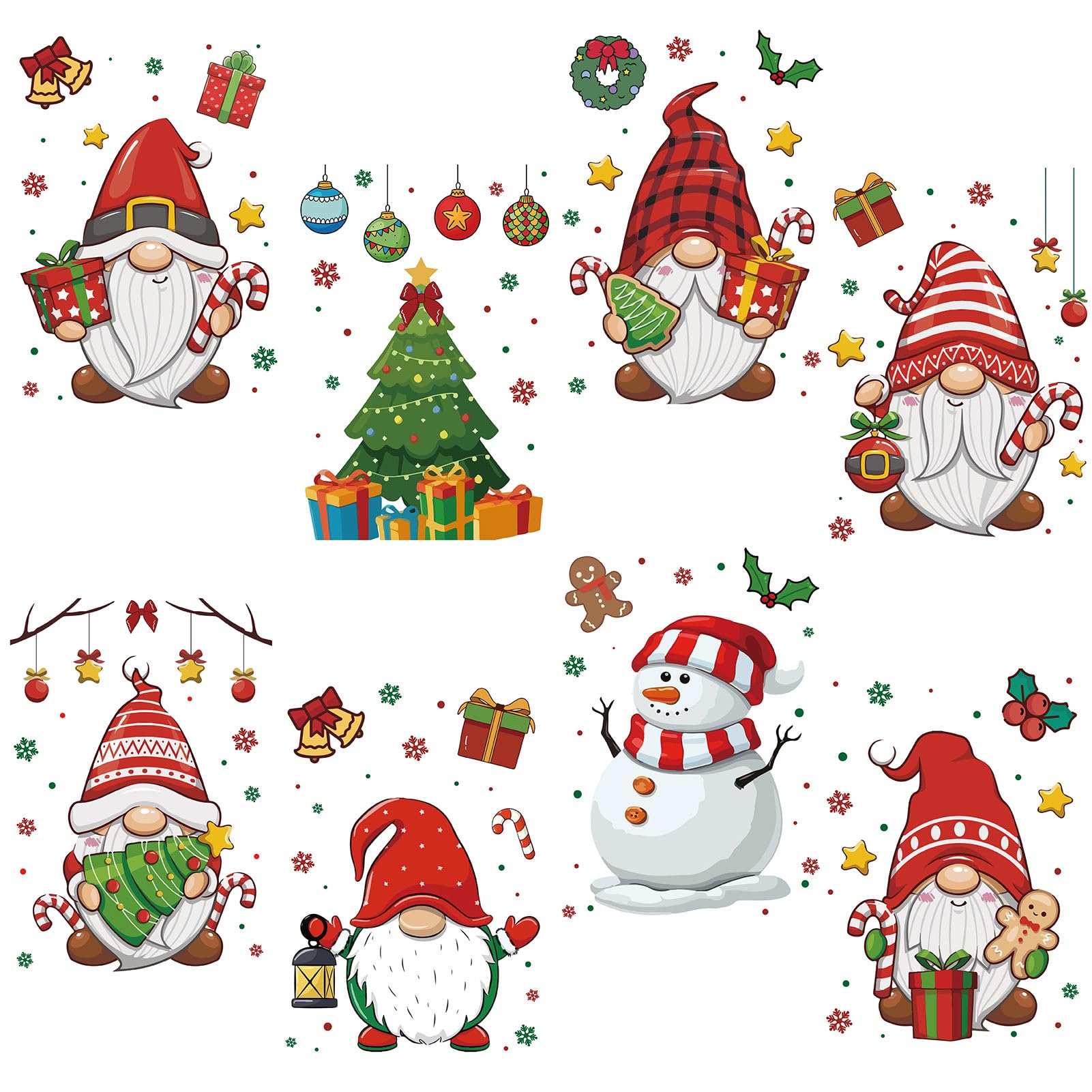 CRASPIRE 8 Hoja, 8 Estilos, Pegatinas de Ventana de Navidad, Pegatinas Grandes para Ventana de Papá Noel, Árboles de Navidad, Decoración de Pared, Calcomanías para Dormitorio, Sala de Estar, Tienda