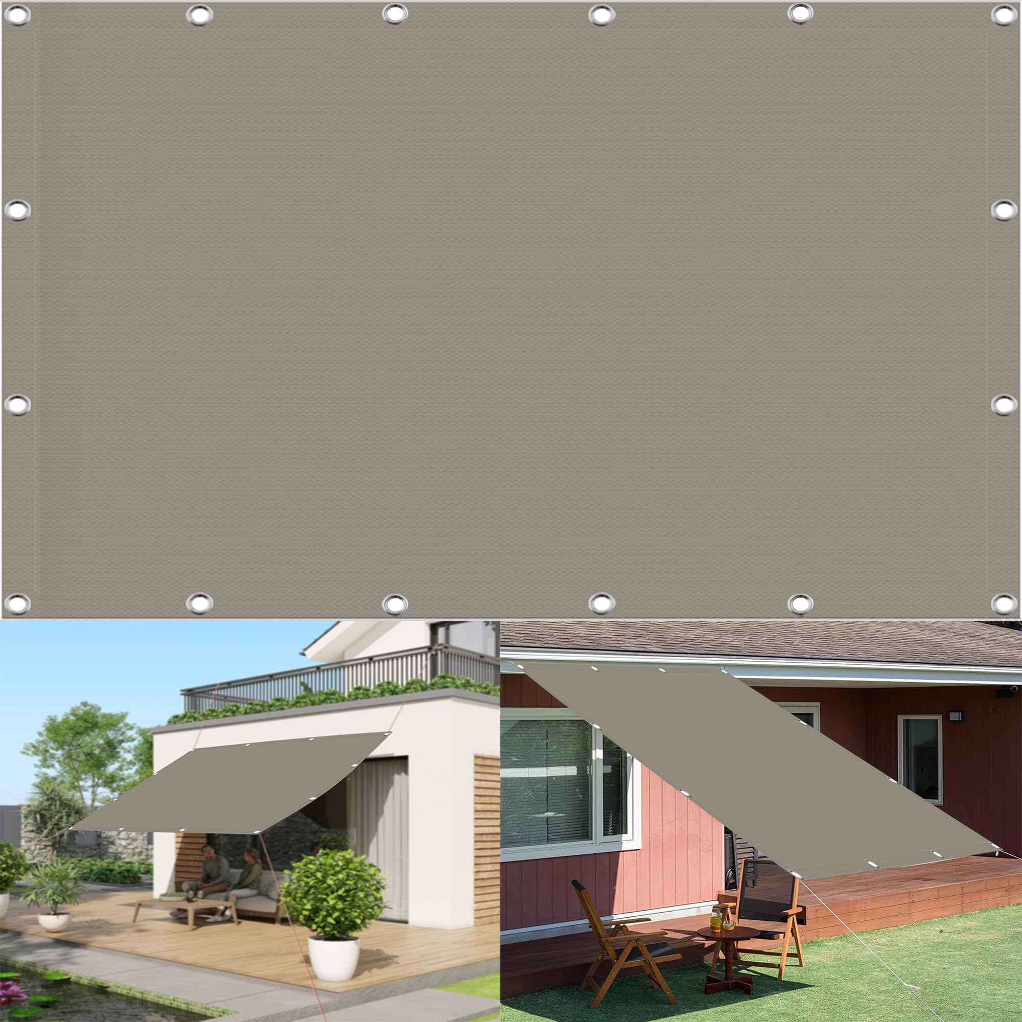 Sun Shade Sail Square 2.2 x 3 m Rectangular Garden Sun Sail UV Block Weather-Resistant Polyester with Grommets Includes Free Rope Perfect for Backyard, Garden, Taupe
