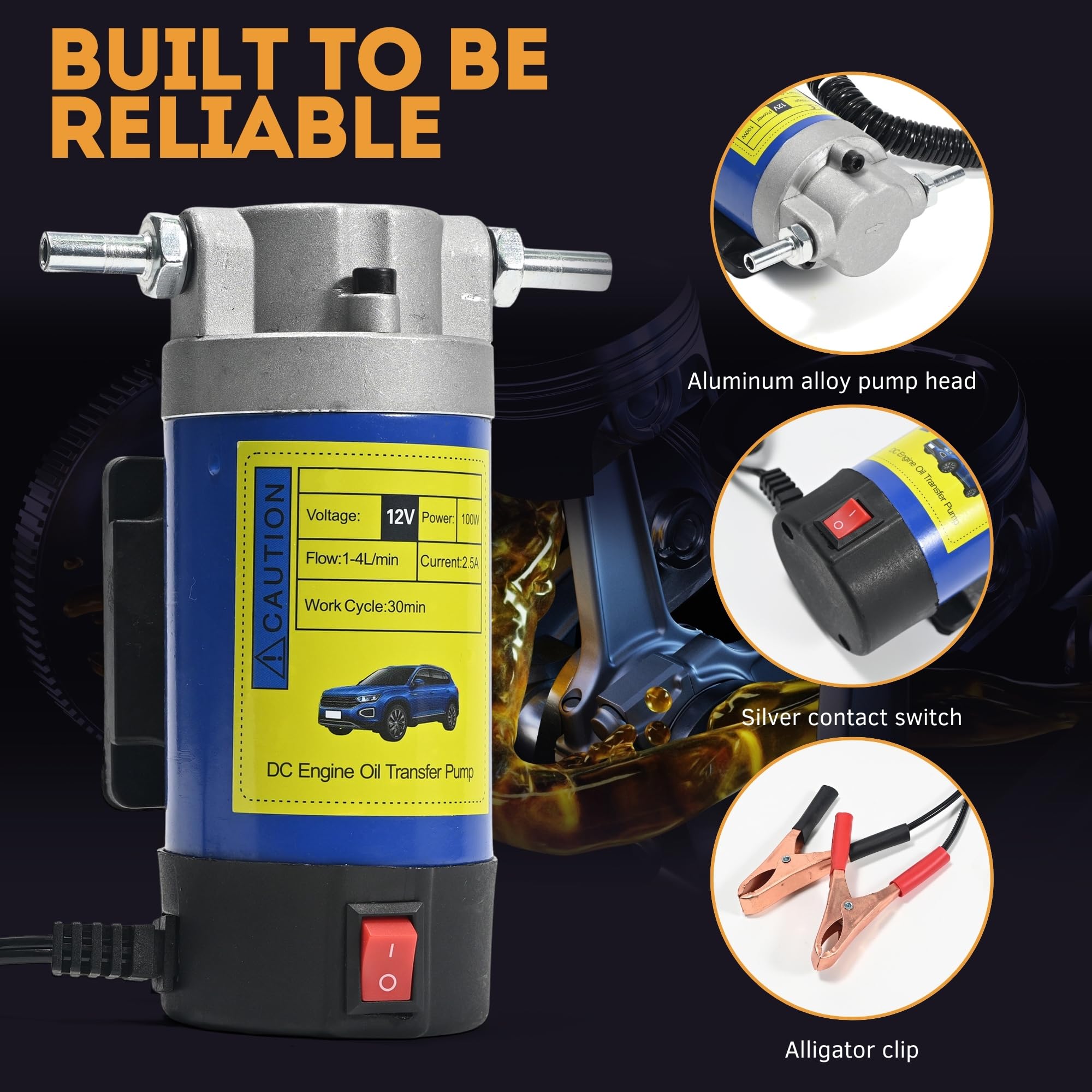 Kyostar 12V Portable Electric Oil Extractor Pump Kit – Self-priming Gear Pump With Gloves-932019
