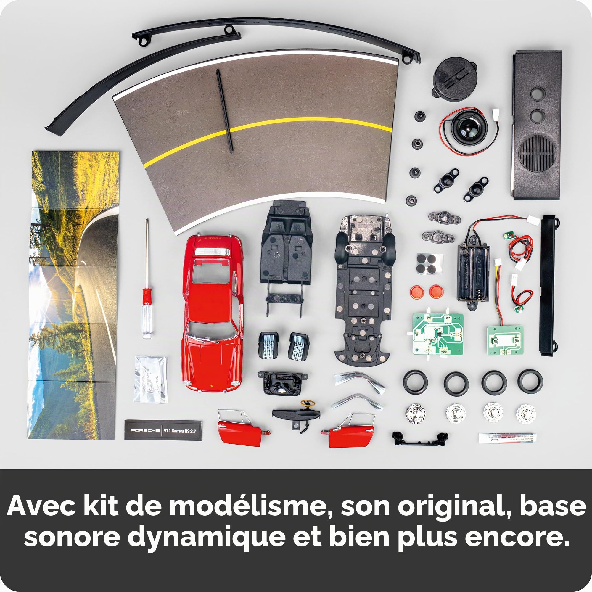 FRANZIS 67247 - Porsche 911 - Build Your Legend - Kit de modélisme détaillé avec Module sonore, éclairage LED, Livre d'accompagnement