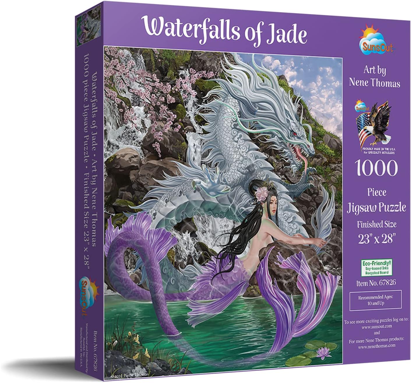 SUNSOUT INC - Waterfalls of Jade - 1000 pc Jigsaw Puzzle by Artist: Nene Thomas - Finished Size 19" x 30" Fantasy - MPN# 67826