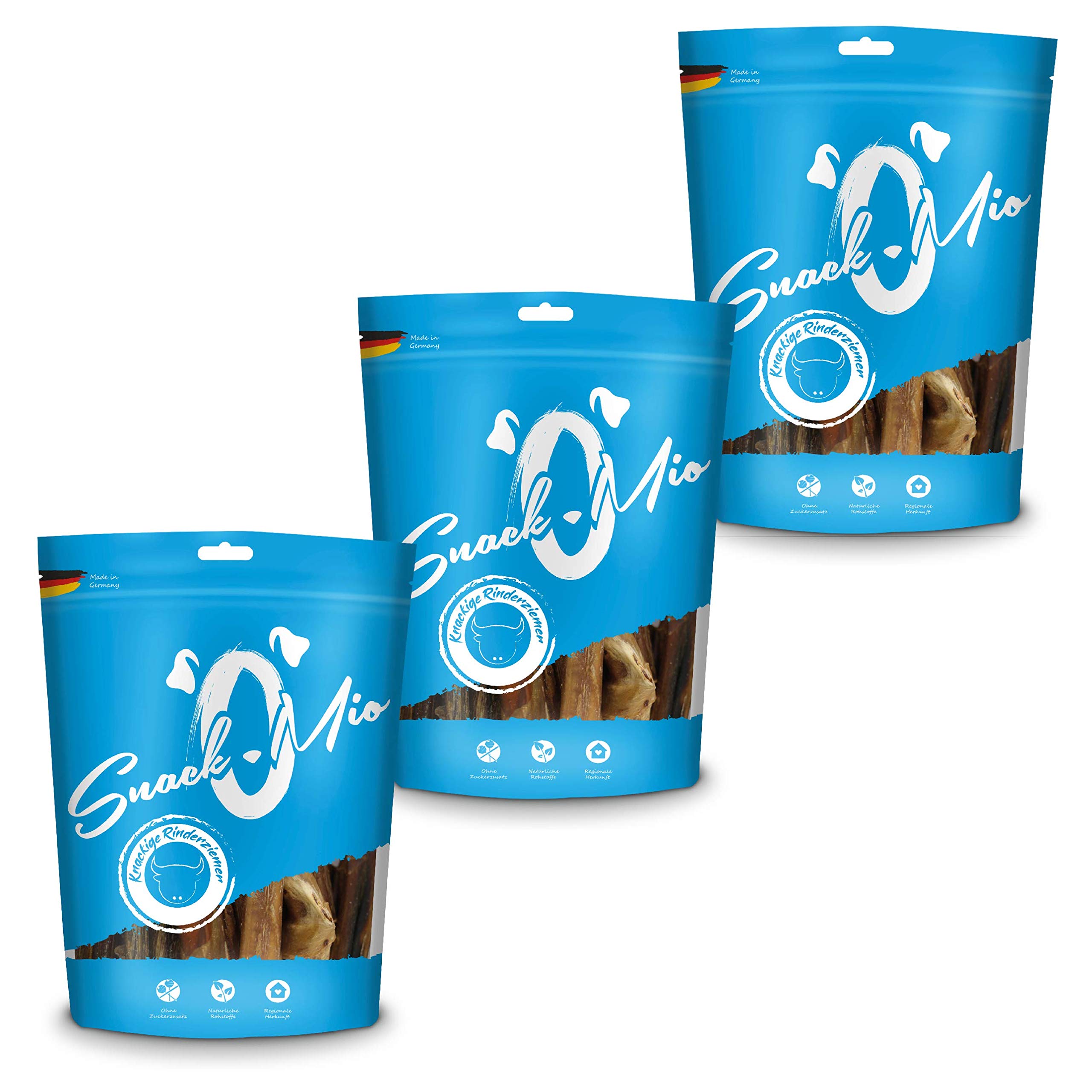 SnackOMio Snack de Calidad para Perros - crujiente vergajo de Toro (3 x 60 Unidades), sin Cereales, 1 envase (1 x 8,95 kg)