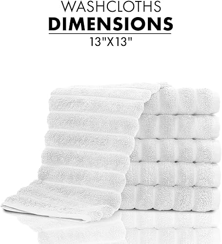 Miniatura 5 de Classic Turkish Towels - Juego de 6 toallas de lujo de la colección Brampton acanaladas de 100% algodón turco, de secado rápido, suaves y