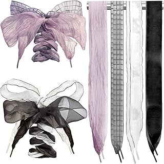 4 Pairs Shoe Laces for Sneakers,Fashion Soft Satin Ribbon Shoelaces for Women Girls,Casual Shoes Shoestring