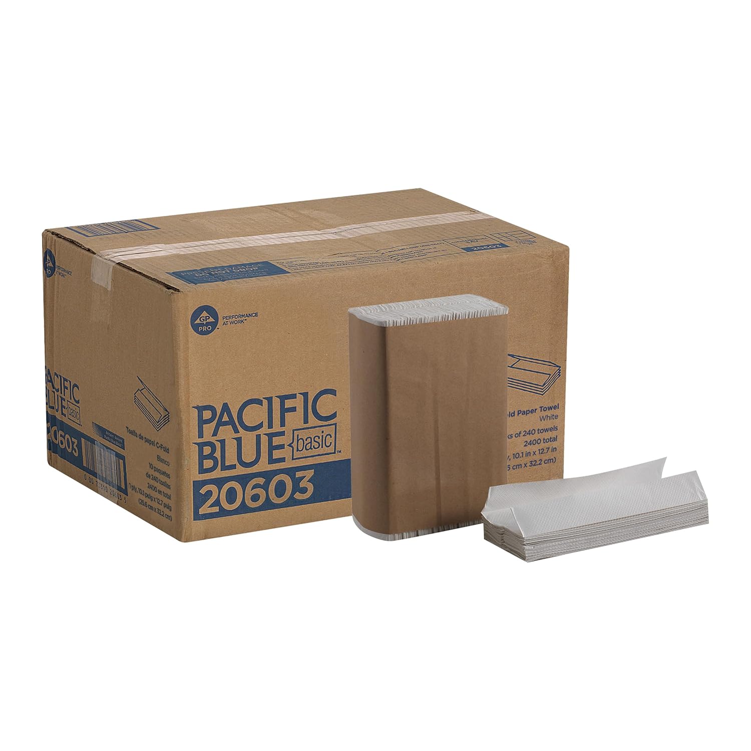 Pacific Blue Basic C-Fold Paper Towels Previously Branded Acclaim by GP PRO White 20603 240 Towels per Pack