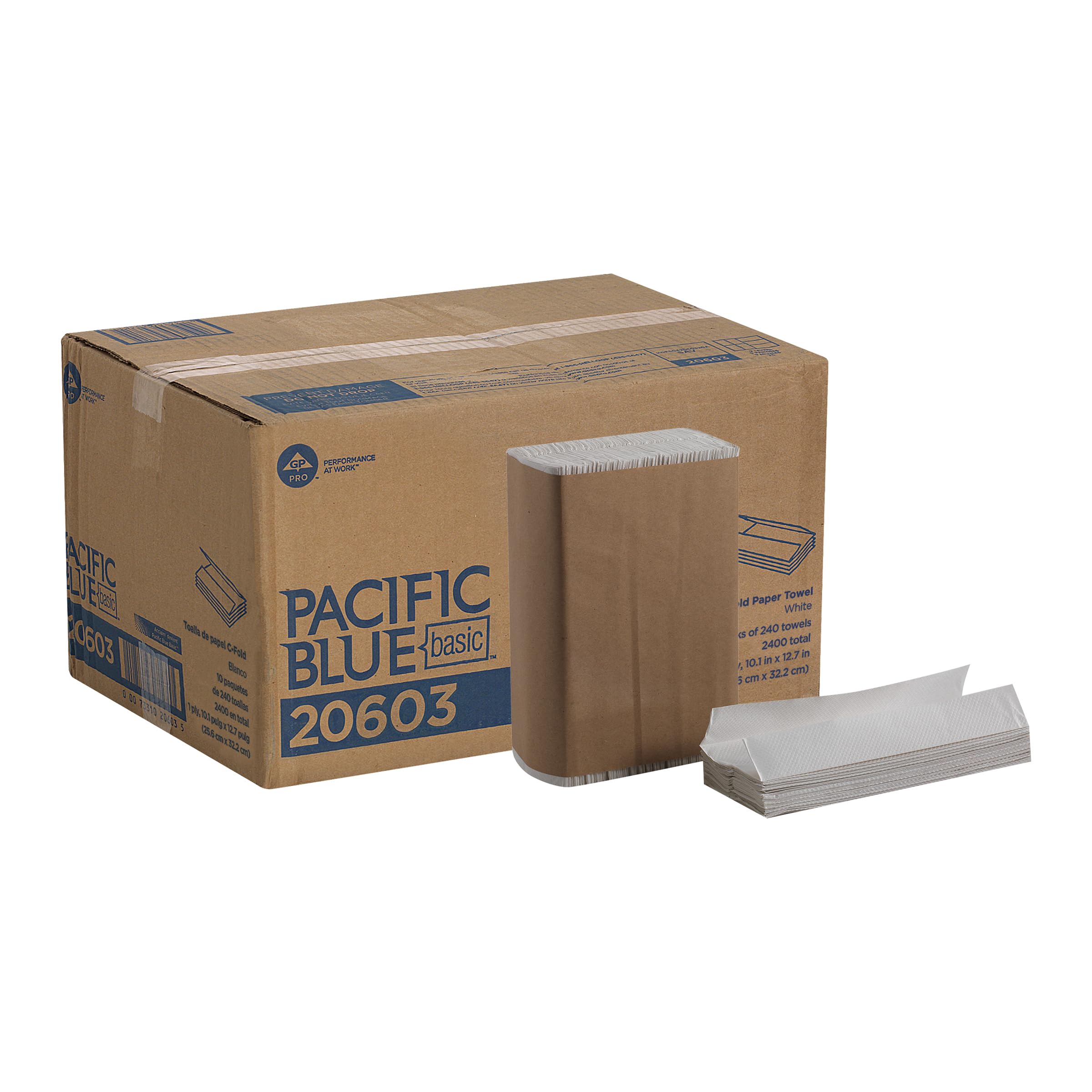 Pacific Blue Basic‚ C-Fold Paper Towels (Previously Branded Acclaim) by GP PRO, White, 20603, 240 Towels per Pack, 10 Packs per case