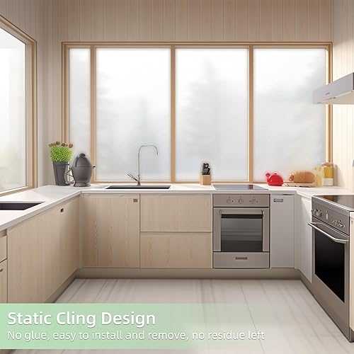 Miniatura 4 de DUOFIRE Película de privacidad para ventana, esmerilado natural, diseño de persianas y película de vidrio estático