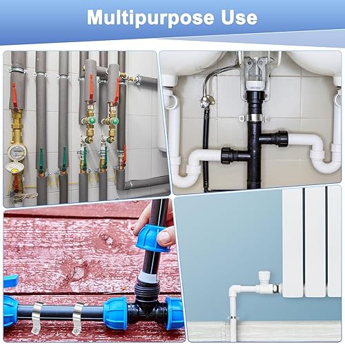 Miniatura 6 de Paquete de 10 abrazaderas de conducto, correa rígida de tubo de acero inoxidable 304 de 1-34 pulgadas M45 U con 2 agujeros para