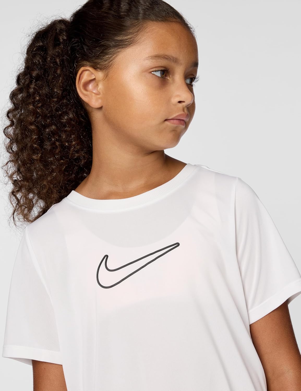 Nike Girls' One Fitted Dri-FIT Short-Sleeve Top T-Shirt (Large Swoosh Logo)