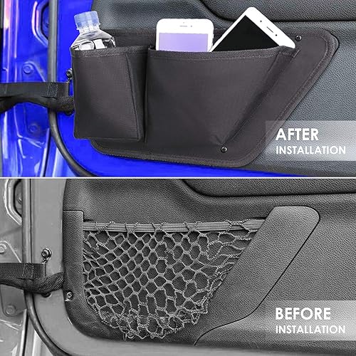Miniatura 5 de CALBEAU Caja de bolsillos de almacenamiento para puerta delantera, 2 bolsillos de almacenamiento para puerta para Jeep Wrangler JK JKU 2011-2018,