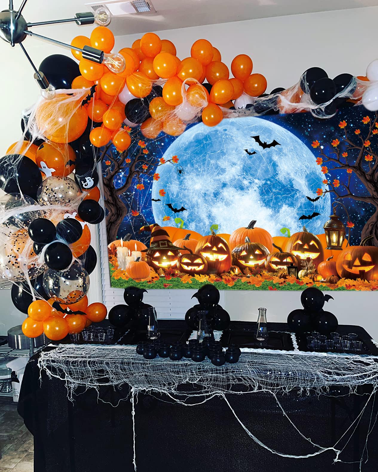 Amazon | 写真撮影用ハロウィン背景幕 7x5フィート ハロウィーン 満月