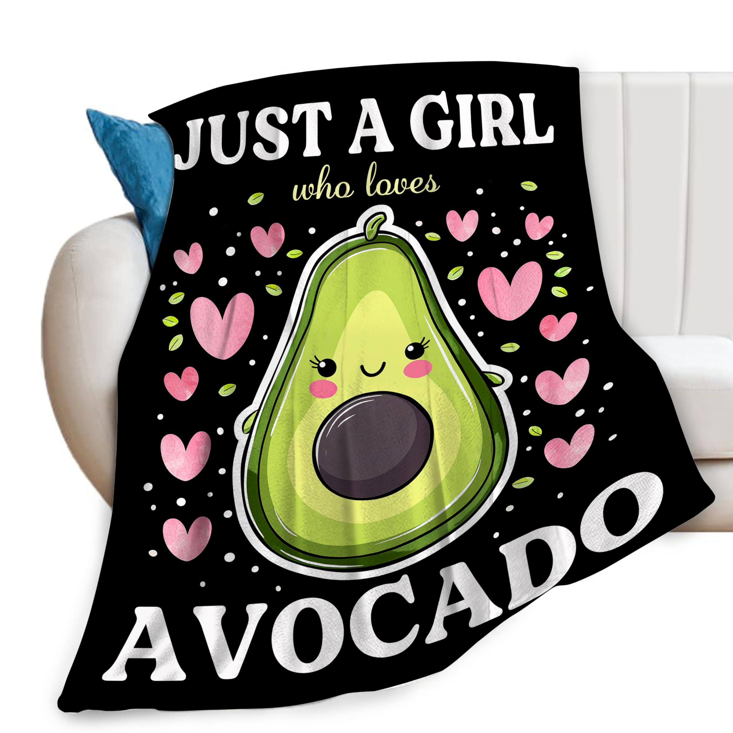Feorafei Girls Just A Who Loves Avocado Throw Blanket Cute Avocado Fruits Print Blankets Gifts For Couch Sofa Bed Stuff Decor Soft Cozy Fleece Plush Flannel Bedding For Lover Women Kids Adults 60"X80"