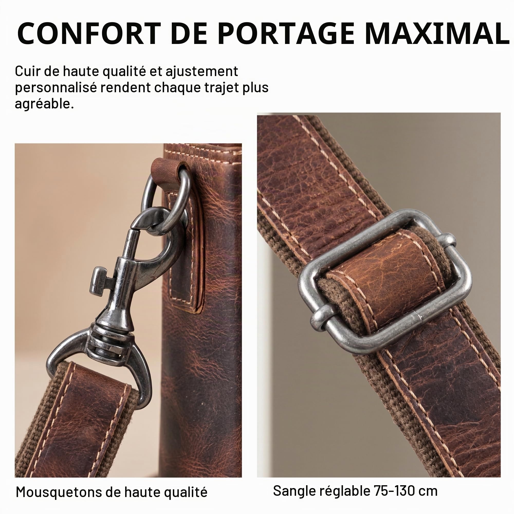 STILORD Jared Sac Ordinateur 16 Pouces Cuir Homme – Sacoche Business Haut de Gamme en Cuir Véritable – Mallette de Travail Bandoulière – Compartiments Multiples Couleur:Salerno - Marron