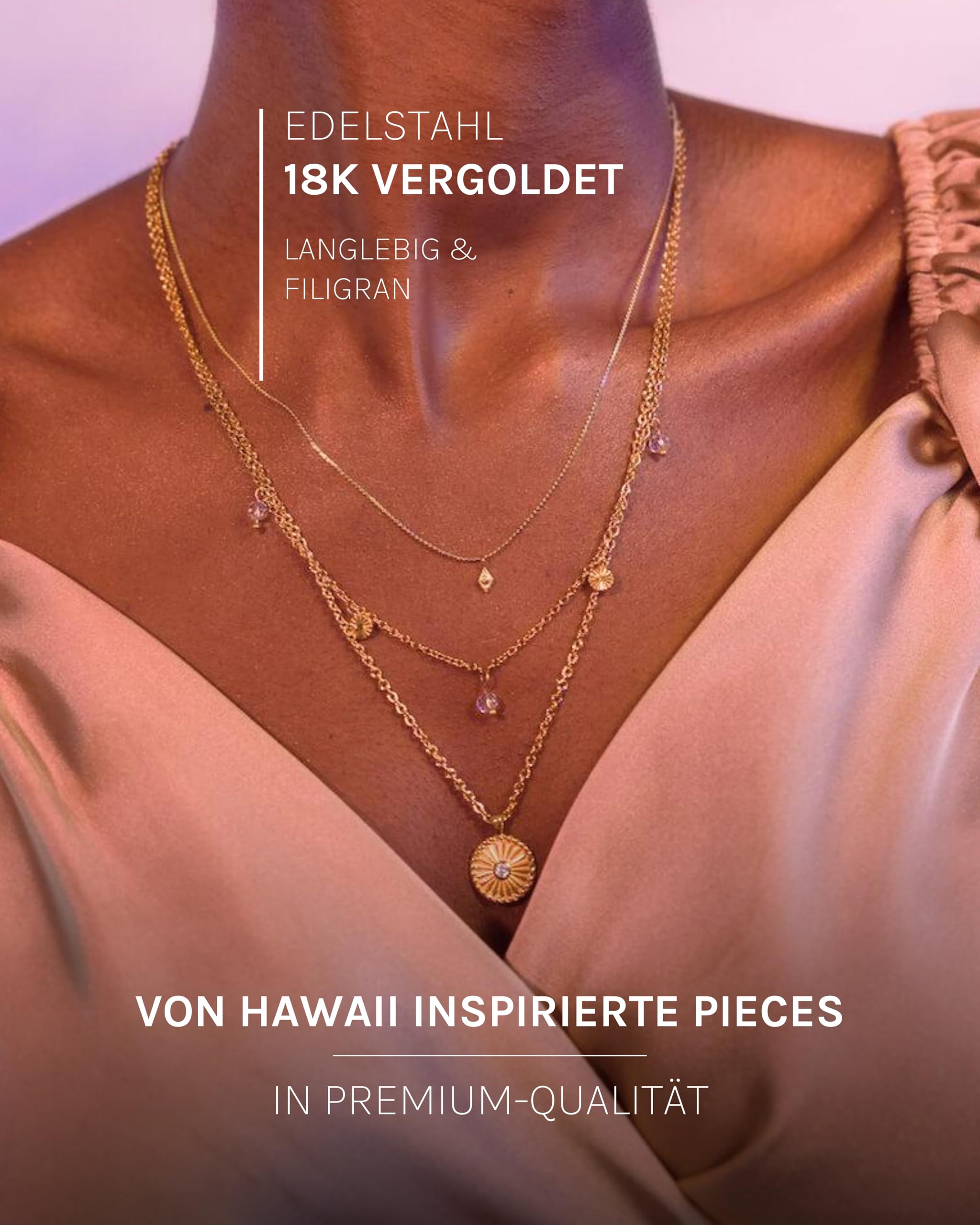 Purelei Kaipo Ketten Set – Ketten für Damen aus langlebigem Edelstahl – Wasserfeste Ketten mit Anhänger – Verstellbare Länge – Halsketten für deinen individuellen Look