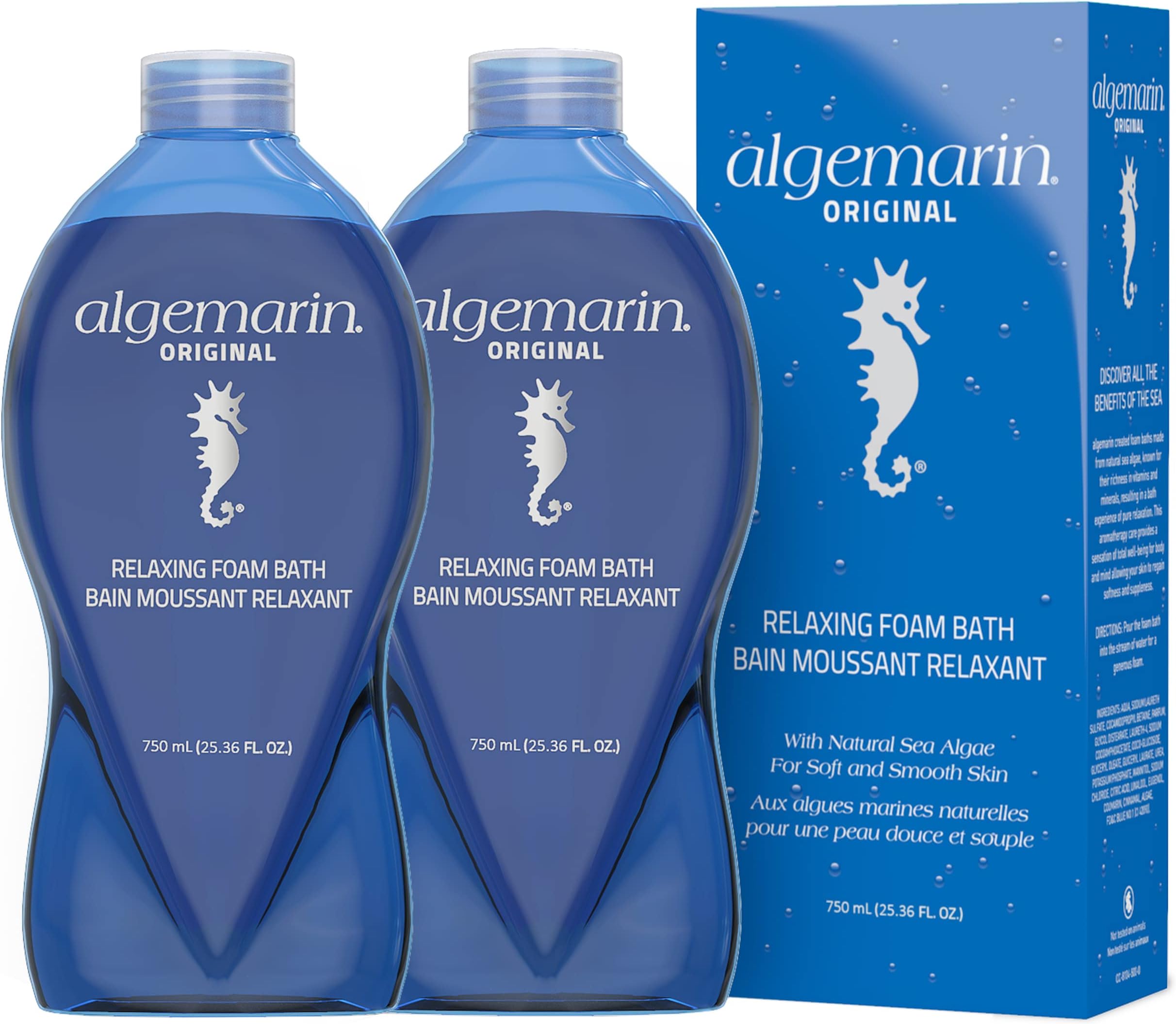 AlgemarinOriginal Scent Foam Bath – European Sea Algae Aromatherapy (2-Pack, 750 ml)