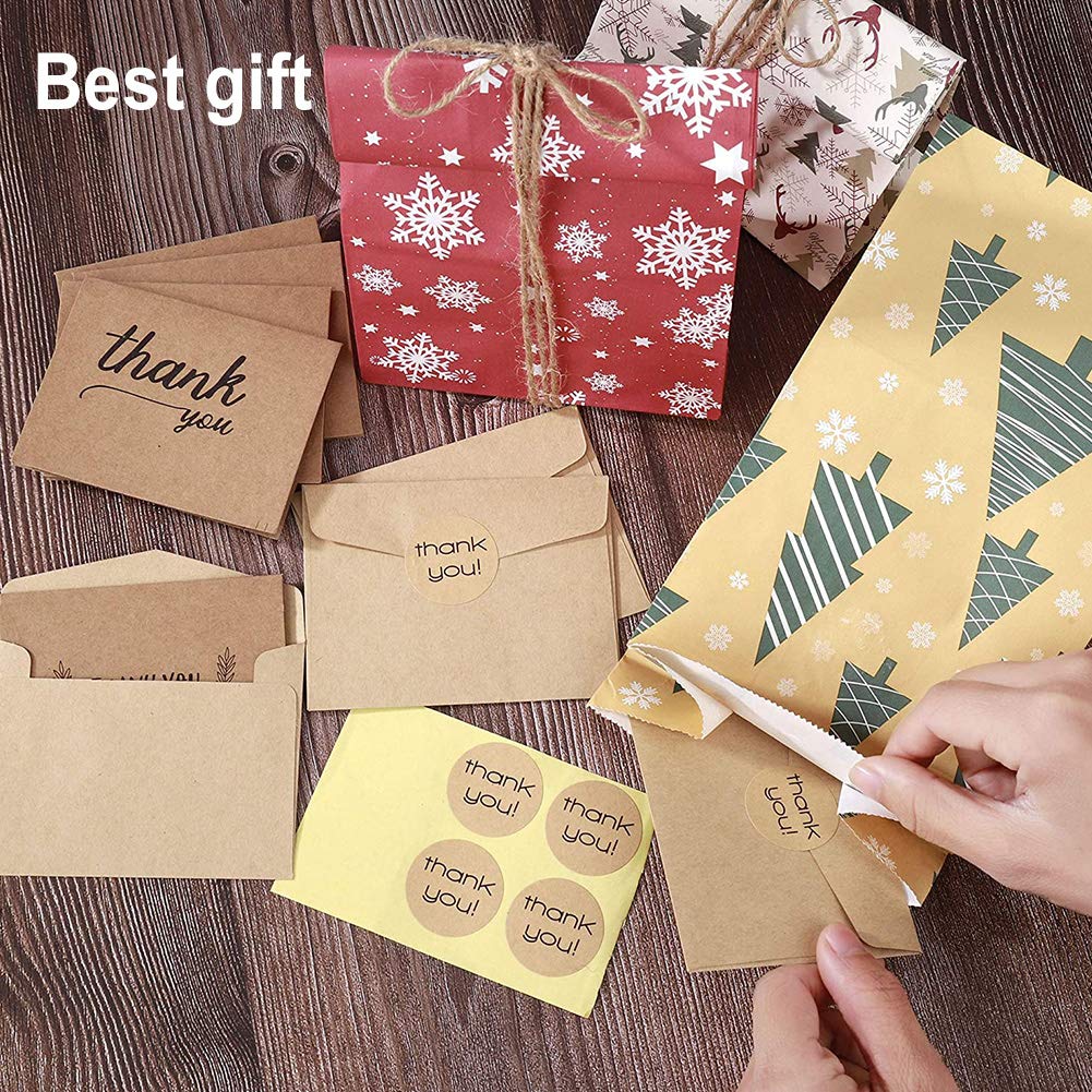 36 Stuks Bedankkaarten Met Enveloppen En Bedankstickers Kraftpapier Bedankkaart