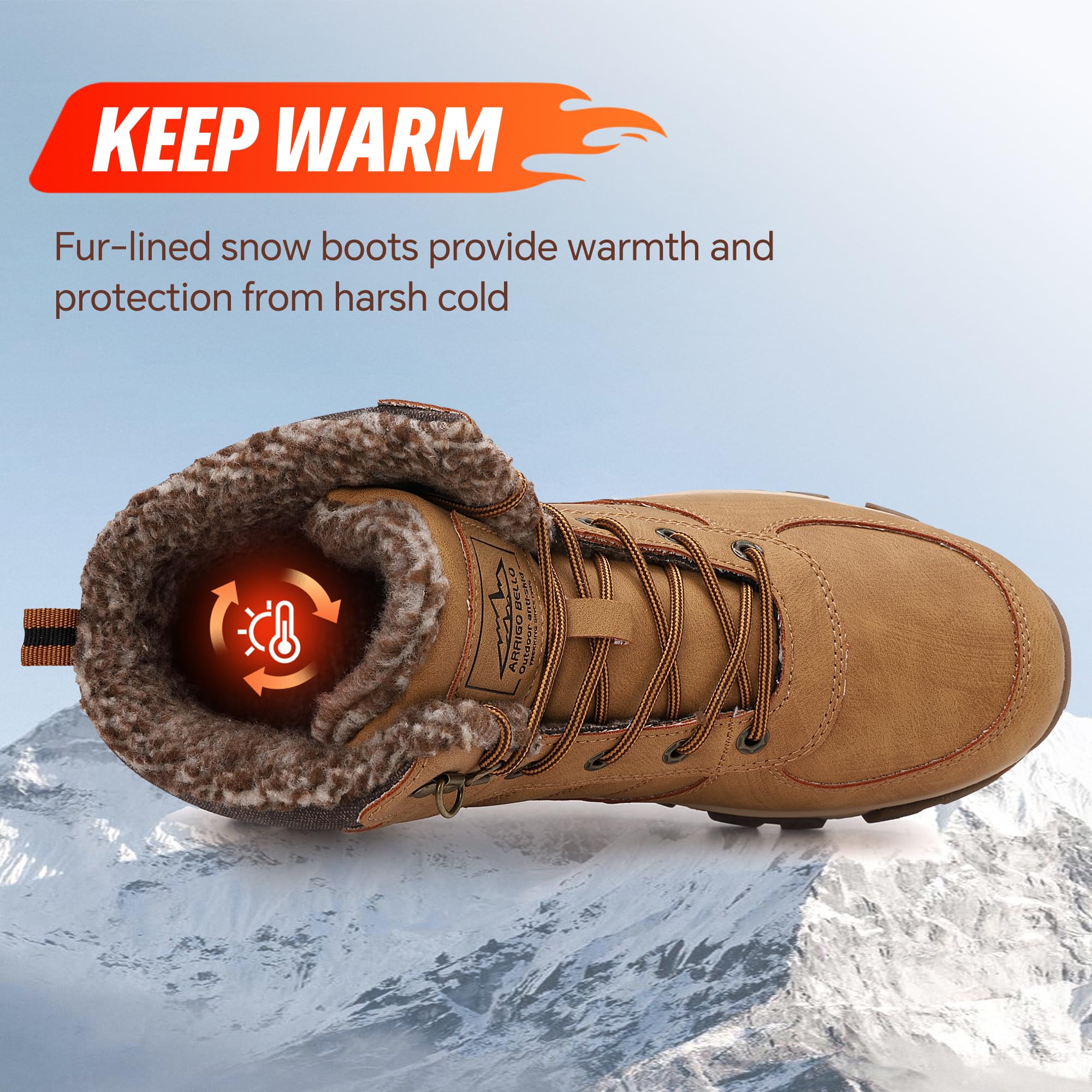 ARRIGO BELLO Stivali Uomo Invernali Scarpe Invernale Scarponcini Neve Stivaletti Antiskid Caldo Trekking Montagna Boots Taglia 41-46