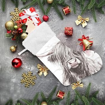 Highland Cow Large Christmas Hanging Stockings Fireplace Decor