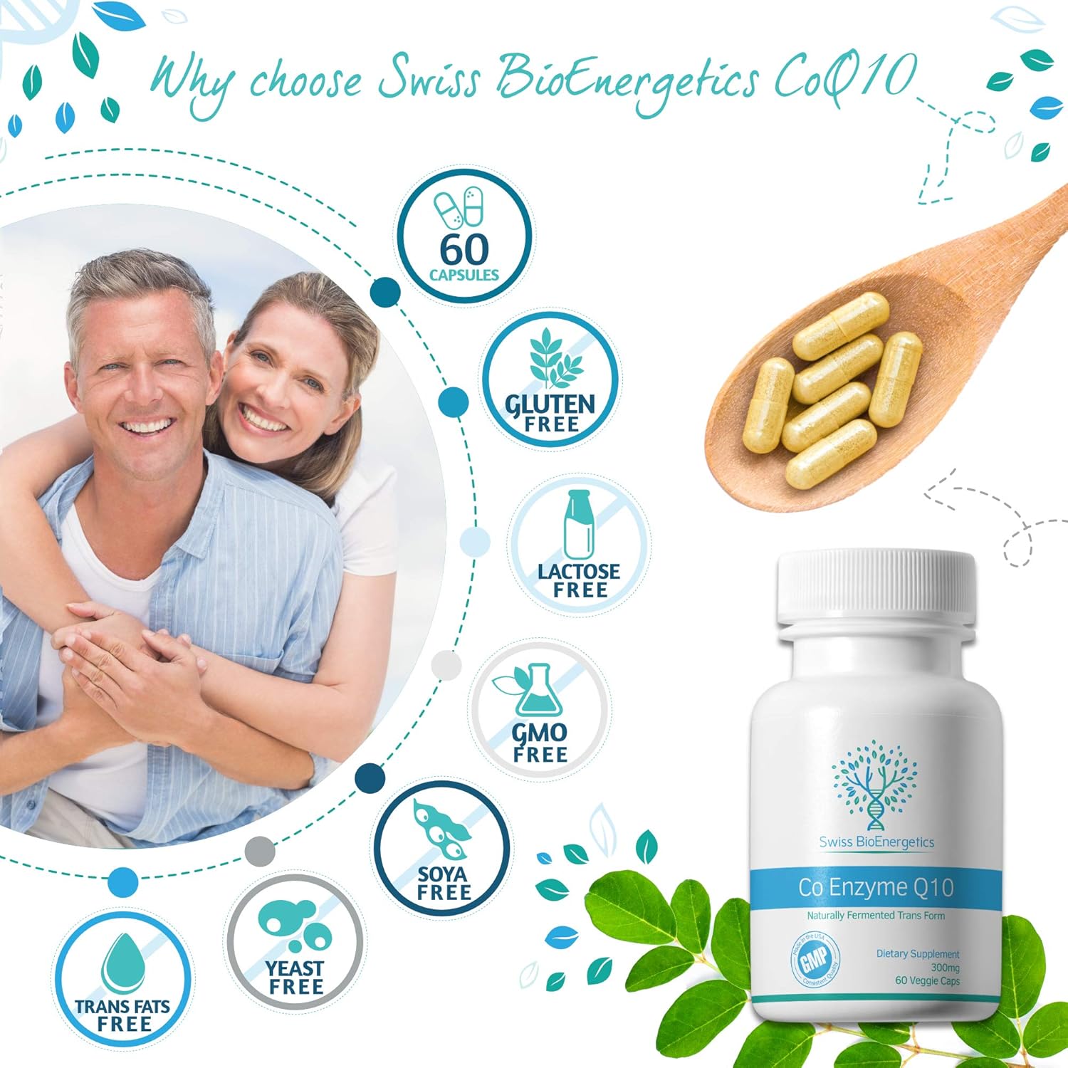 Co Enzyme Q10 CoQ10 300mg 60 Capsules - Superior Naturally Fermented Trans Form : Health & Household