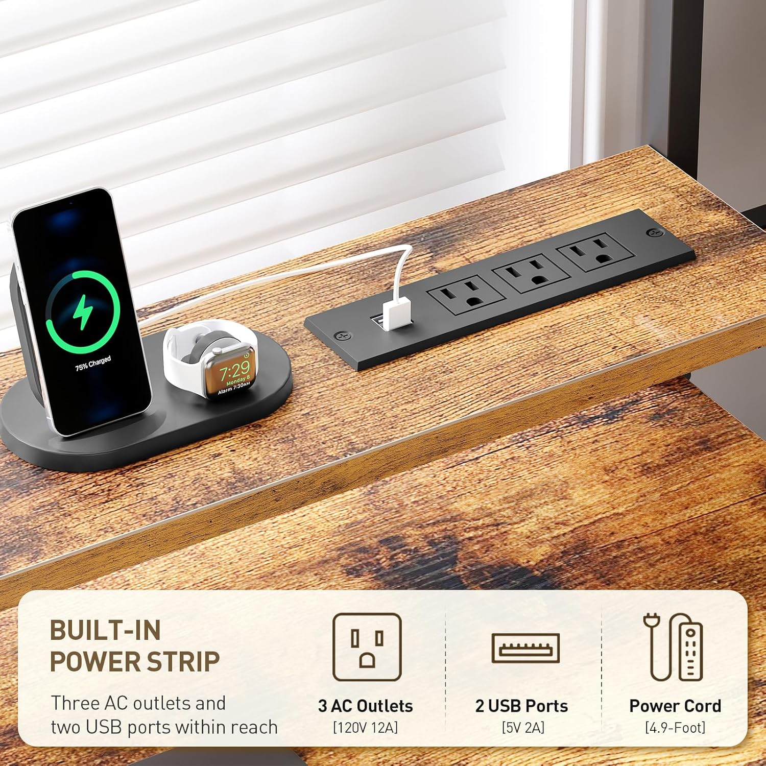 Reversible L Shaped Gaming Desk with Shelves, 52'' L Shaped Computer Desk with Power Outlet and LED Light, Corner Desk with Storage Shelf and Monitor Stand, for Home Office, Rustic Brown