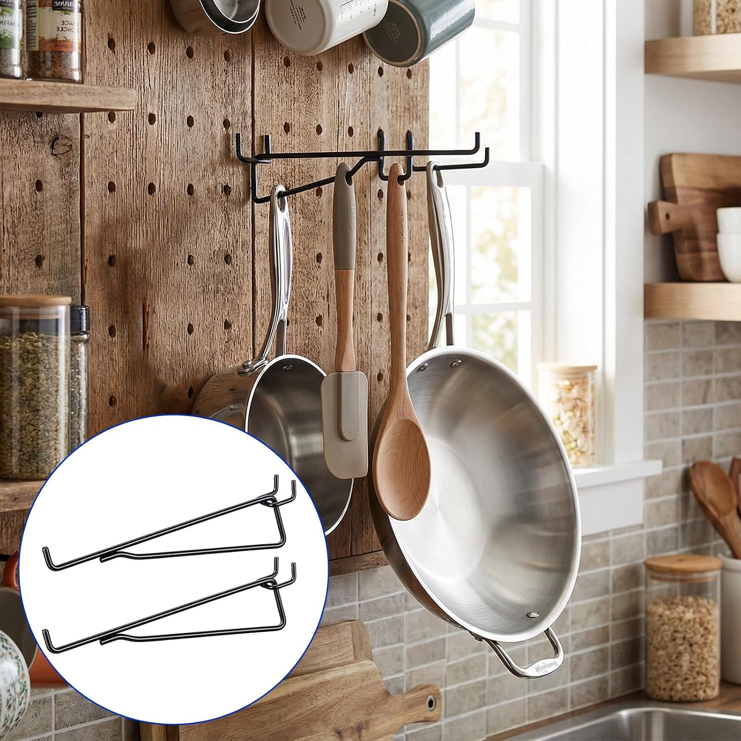 12 Pcs 8" Pegboard Shelf Hooks, 1/4" Peg Board Organizer Accessory Fits 1/4 Black Pegboard Organizer Accessories for Workbench, Garage, Craft Room, Retail Shop