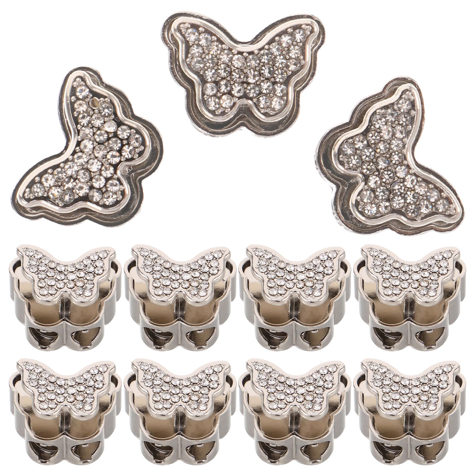 Alipis 20Pcs Silver Metal Butterfly Shaped Drawstring Cord Locks with Spring Toggle for Down Jacket Parka Coat Fasteners, Small Cord Stopper Clips Suitable for Clothing and Shoelace