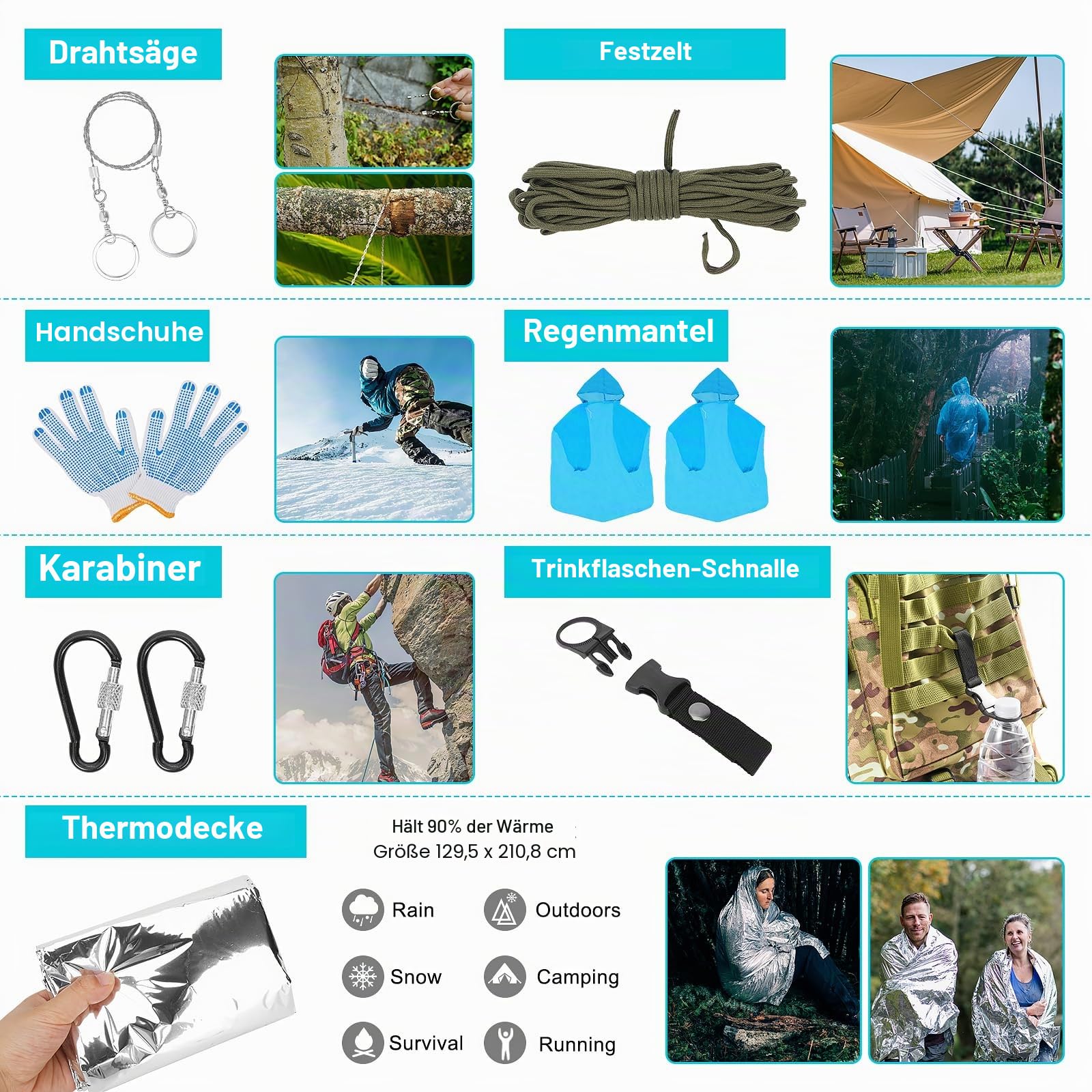 Skywod,Survival Gear Professional Kit and Large Camping Backpack,First Aid Kit for Adventure Outdoor Hiking Accessories