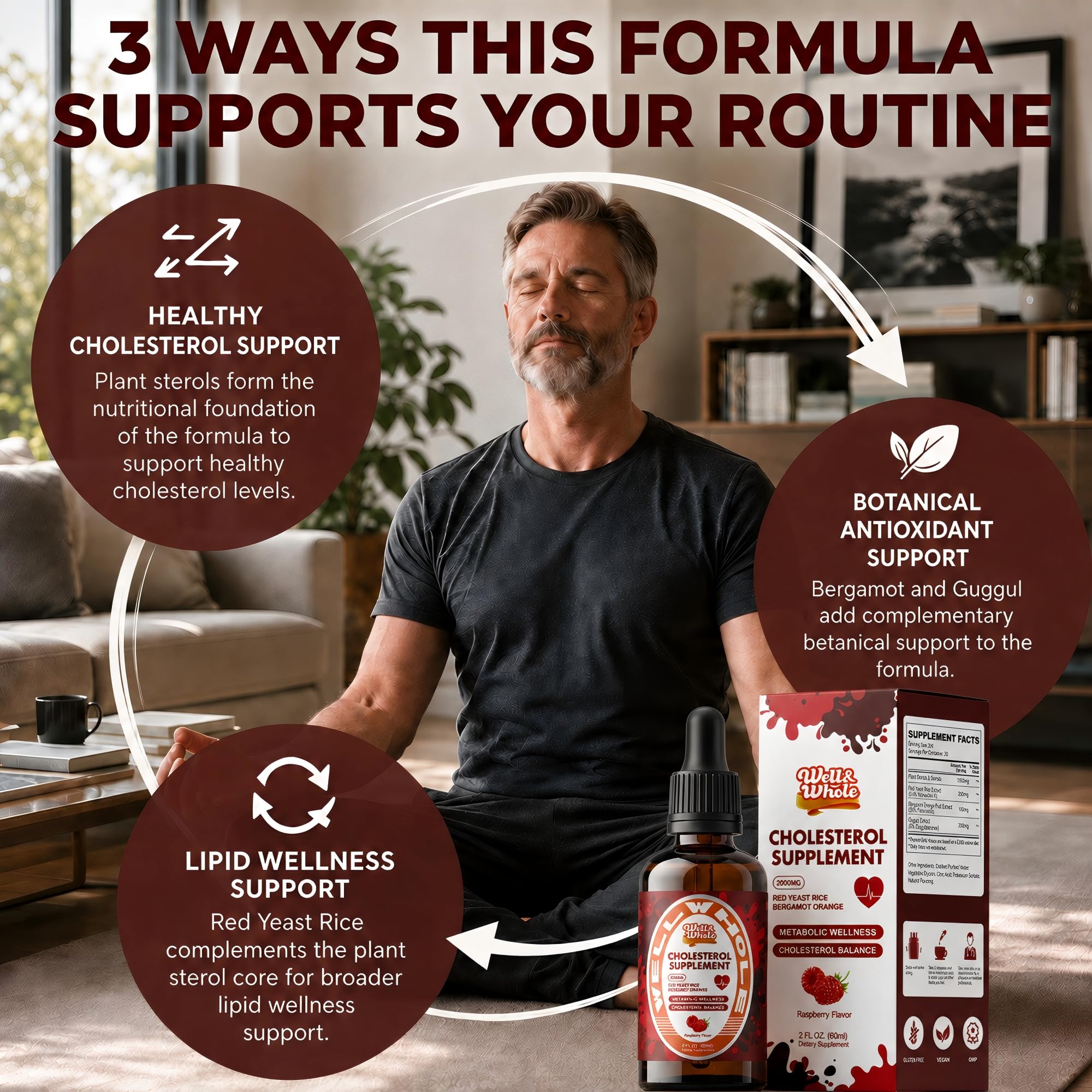 Plant Sterols Cholesterol Liquid Drops with Red Yeast Rice & Bergamot — Amazon image 3
