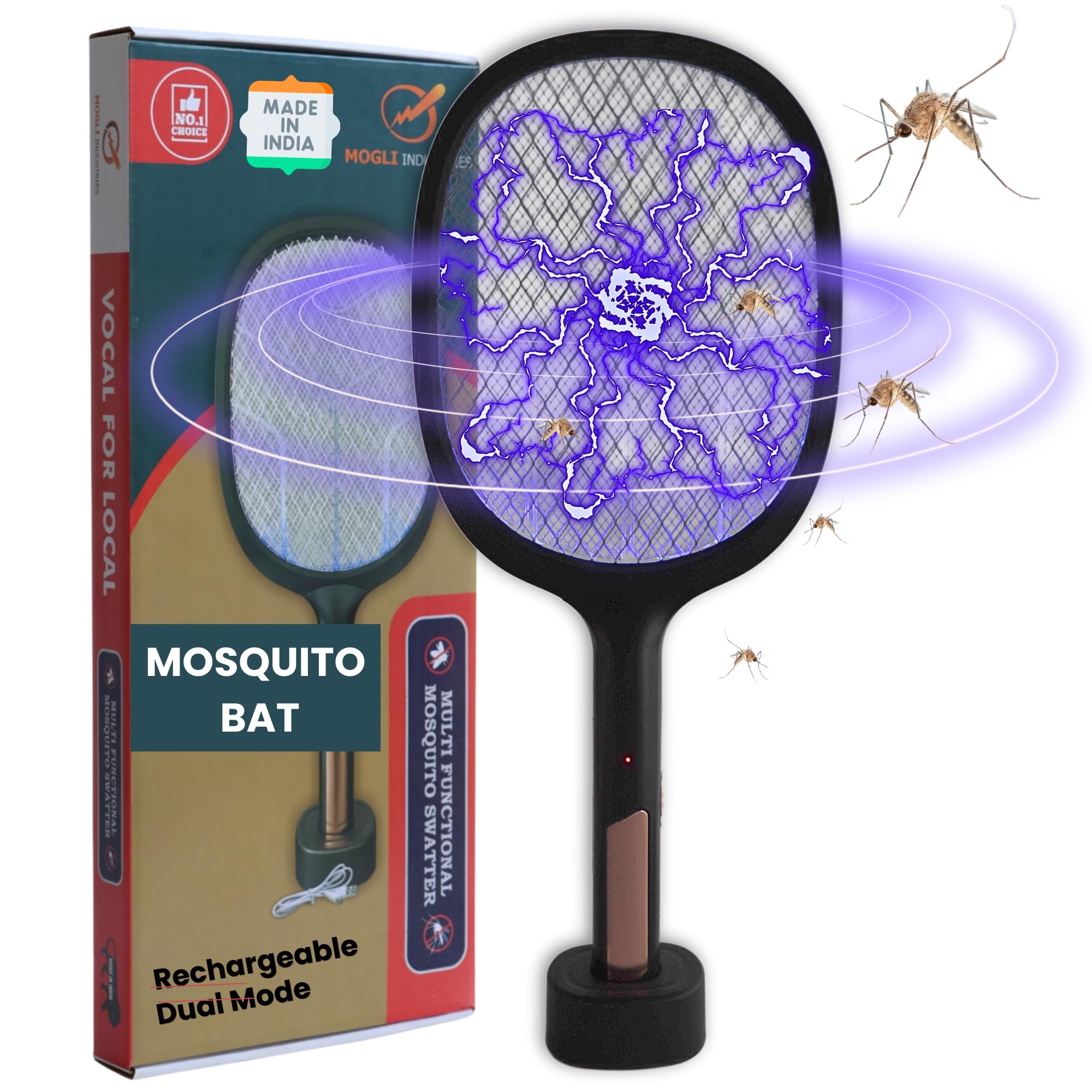 Mr. Mogli 2 in 1 Mosquito Bat with UV Light | Electric Mosquito Racket Rechargable | Dual Mode Racket for Mosquitoes | Insect Killer | Fly Swatter | 6 Months Warranty | 1200mAh Battery | Made in India (B0D3S65SJY) Amazon Price History, Amazon Price Tracker