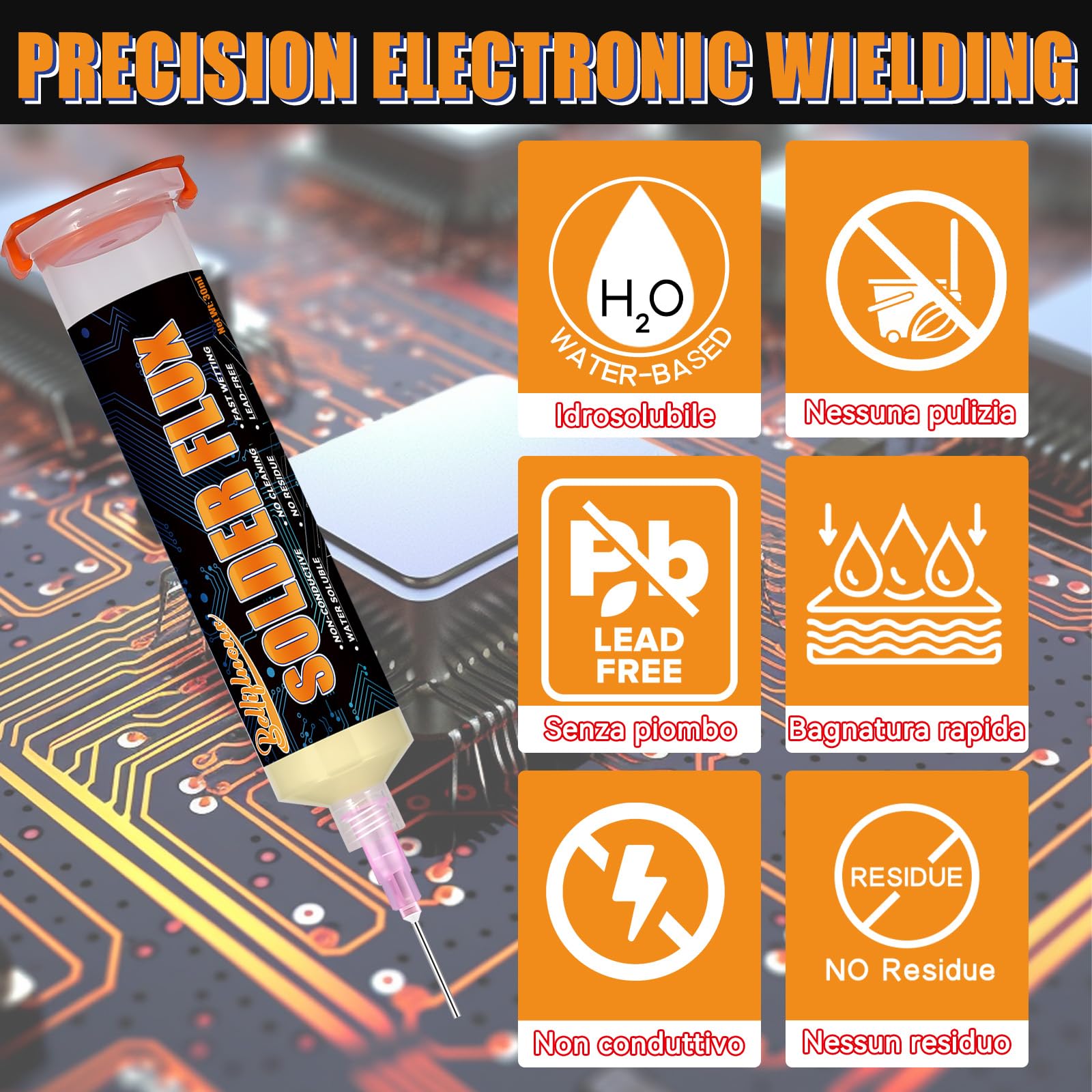 Stagno per Saldare, Flussante per Saldatura a Stagno, 1 Pacchi Pasta Saldante Stagno, Senza Pulizia Flussante per IC/CPU/PCB/LED/BGA/SMD Saldatura e Riparazione Elettronica di Precisione