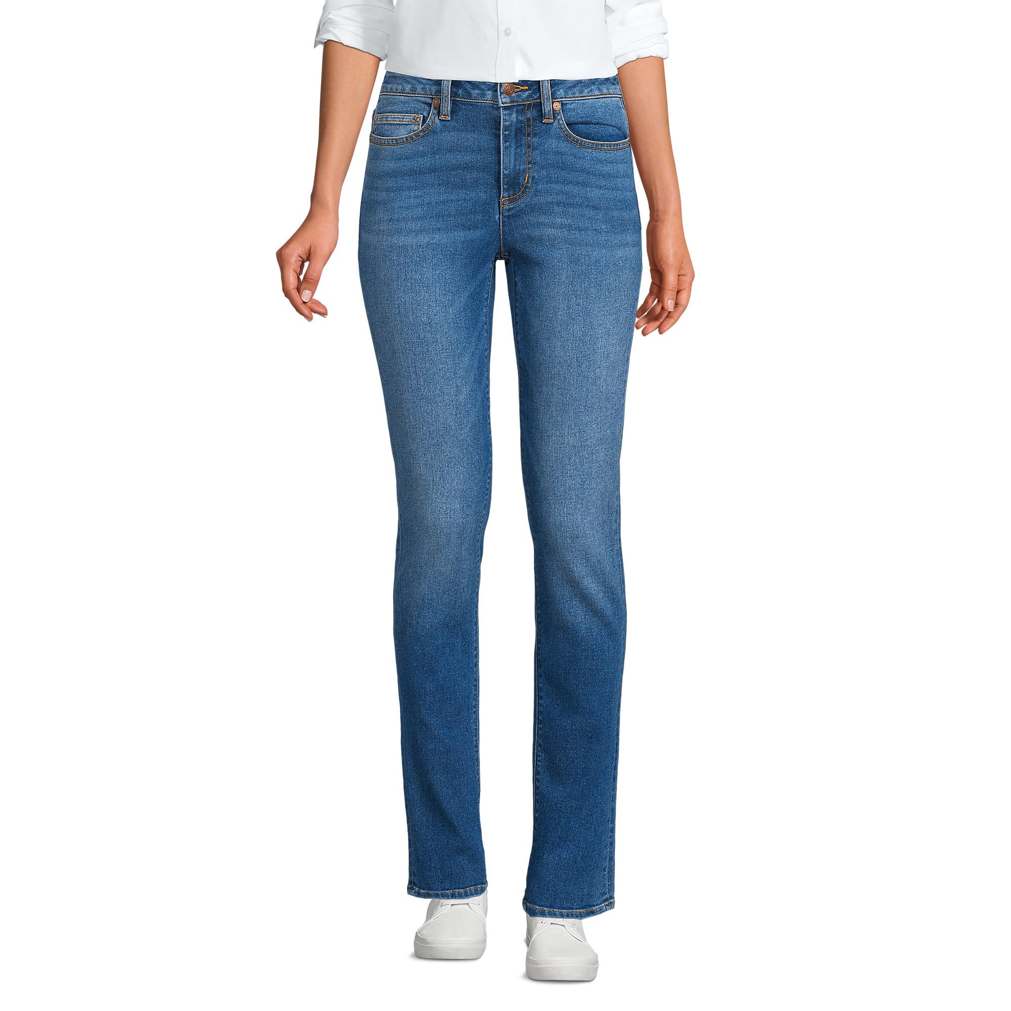 Womens MR Straight Leg Blue Jeans-Recover Denim Indigo Tide Blue Petite 6 28