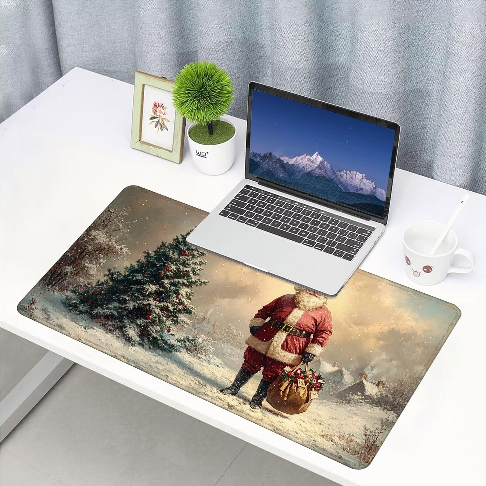 Gamingowa podkładka pod mysz XXL – duża podkładka pod mysz, 1400 x 600 x 3 mm, podkładka na stół, Święty Mikołaj, duży rozmiar, poprawia precyzję i prędkość, antypoślizgowa podkładka, wodoodporna