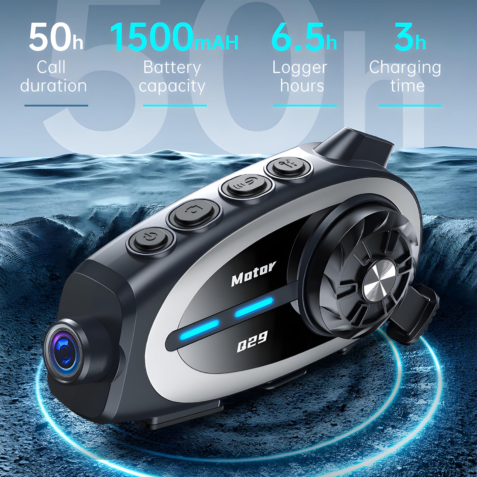 OBEST Moto Dashcam BT5.4,Motorcycle Helmet Headset avec Caméra 1080P,Intercom Casque Moto 1v1 Multimarques,Multitâche Audio.Navigation en Temps Réel de l’Application,Étanche IPX6