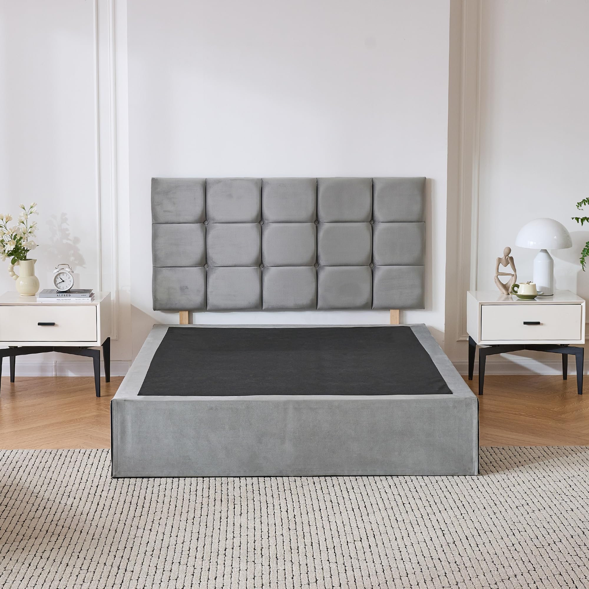 SANA SLEEP Single Metal Divan Bed – 3FT – (Grey) -Storage Durable Frame for Compact Rooms with a Modern Design for Comfortable Spaces – No Mattress