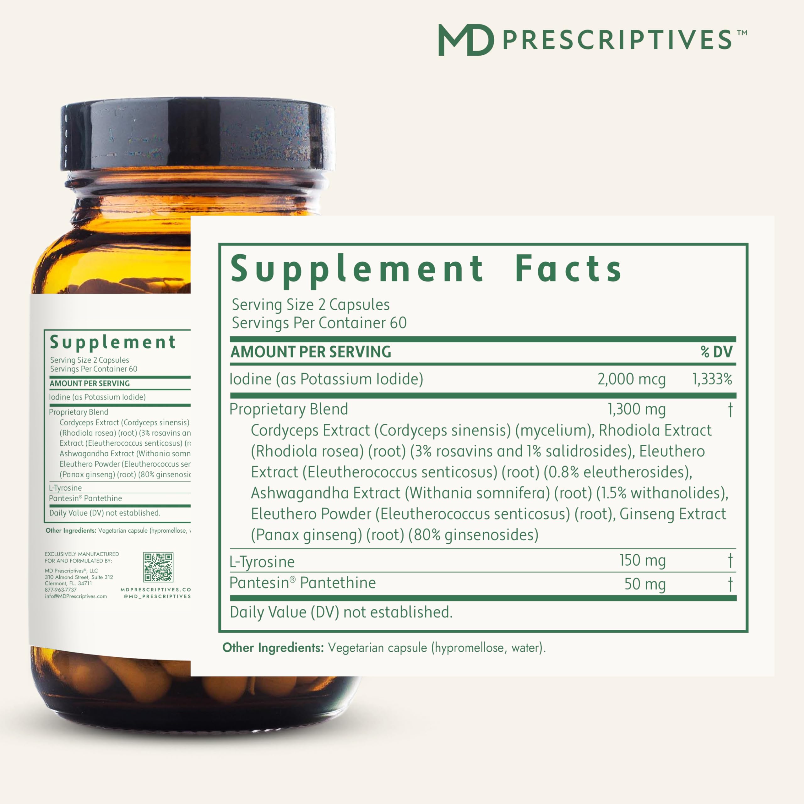 MD Prescriptives - Adrenal Forte - Adrenal Support Supplement* with Ashwagandha & Rhodiola - 120 Capsules — Amazon image 2