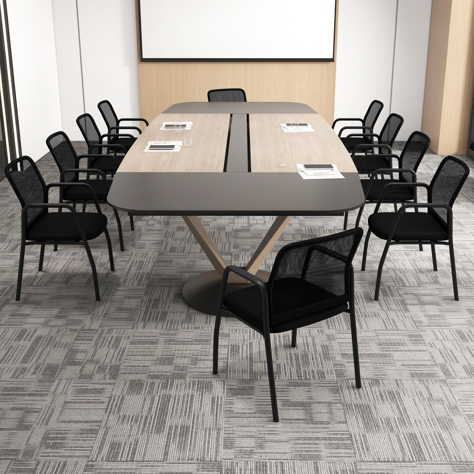 GIANTEX Lot de 2 Chaises de Conférence Empliable, Chaises de Salle de Réunion avec Dossier en Maille, Assise Rembourrée, Sièges de Visiteur Rembourrée pour Bureau, Salle d'Attente, Noir