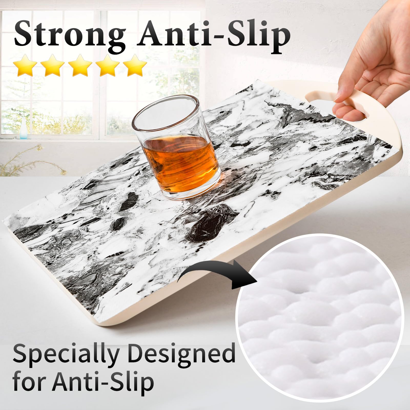 Revestimiento para cajones y estantes para armario de cocina: 17 pulgadas x 20 pies, antideslizante, impermeable, papel no adhesivo, forro de mármol gris y blanco, fácil de revestir para baño con