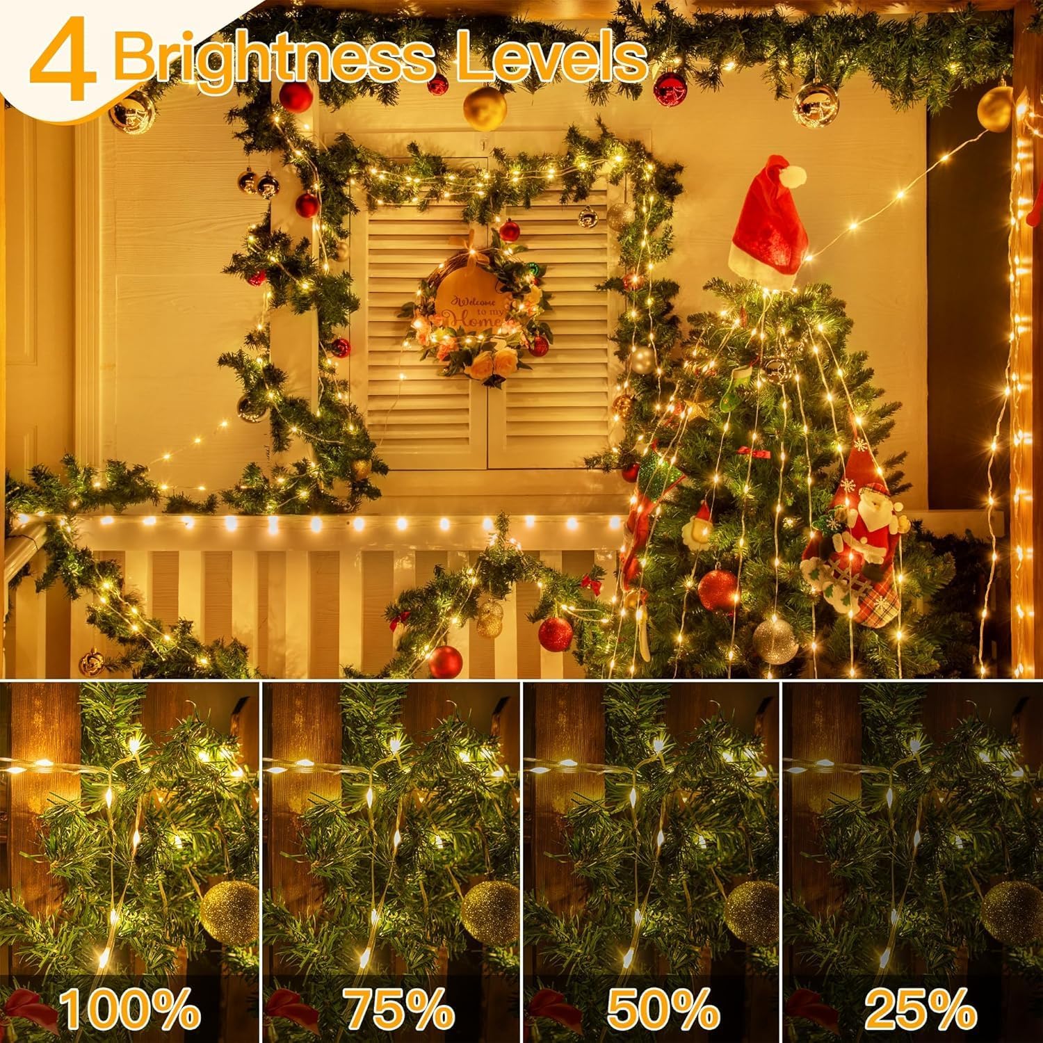 Ollny Outdoor Christmas Lights 1000LED 328FT, Warm White Fairy Lights IP67 Waterproof, Plug in String Light with Remote 8 Modes Timer, Xmas Light for Outside Indoor House Tree Decorations