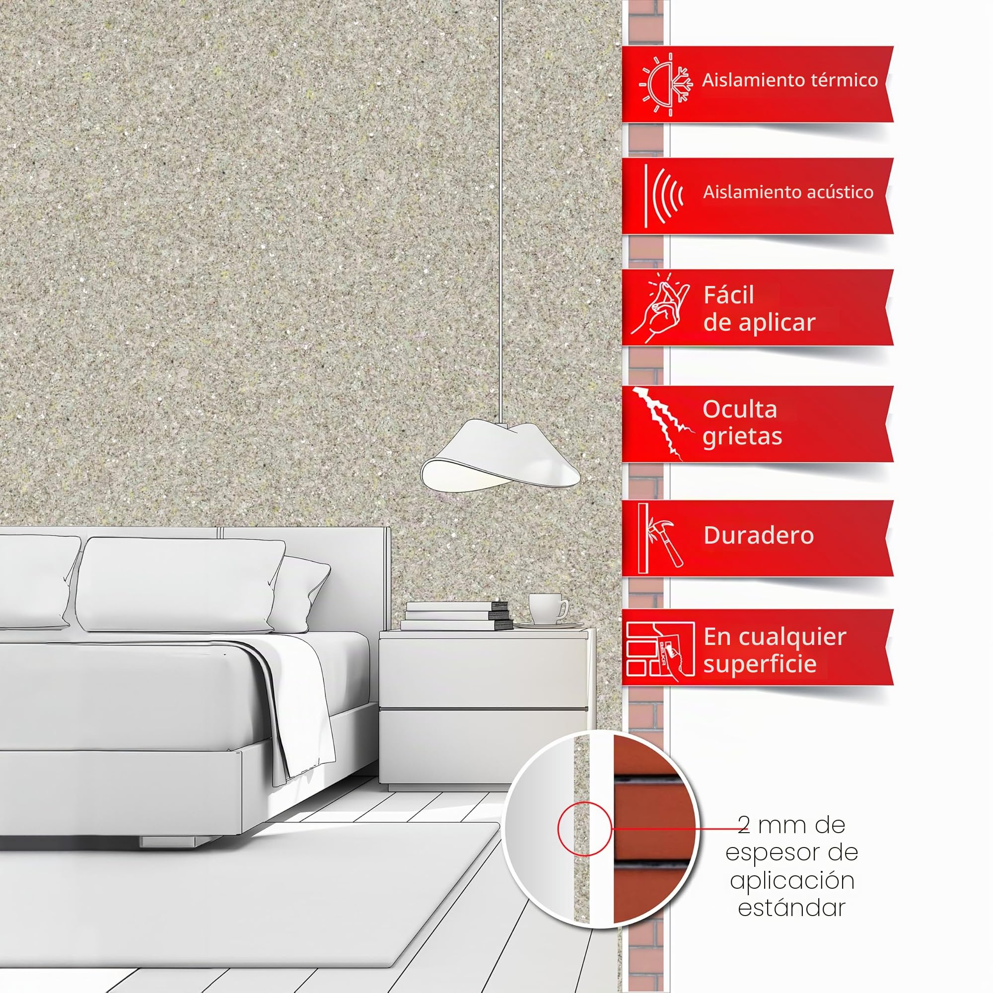 Papel pintado Belka B8 Moderno Gris - Papel pintado líquido - Algodón puro - Gotelé de algodón - Autoadhesivo - Con aislamiento acústico y térmico - Moderno y elegante, DIY Ecológico y Natural | aprox
