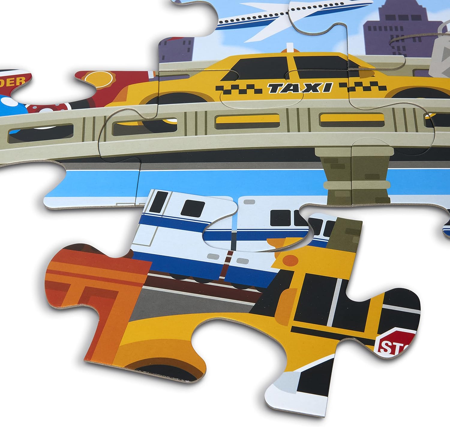 Melissa & Doug Traffic Jam Jumbo Jigsaw Floor Puzzle (24 pcs, 2 x 3 feet long) - Kids Vehicle Puzzles, Large Floor Puzzles For Preschoolers And Kids Ages 3+ : Melissa & Doug, 2 X3 24pc: Everything Else