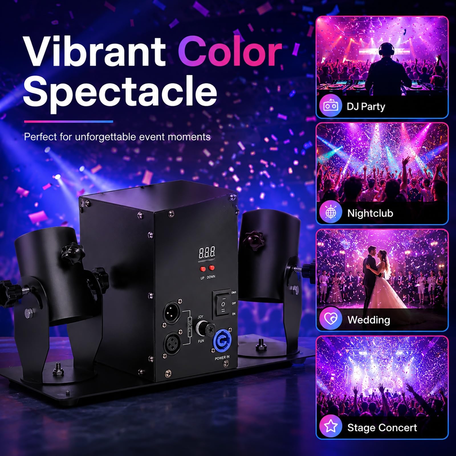 Macchina Coriandoli Elettrica a Doppia Testa con Telecomando, Cannone Professionale Effetti Stadio, Attrezzatura for Spettacolo DJ, Matrimonio, Festa Club e Concerto