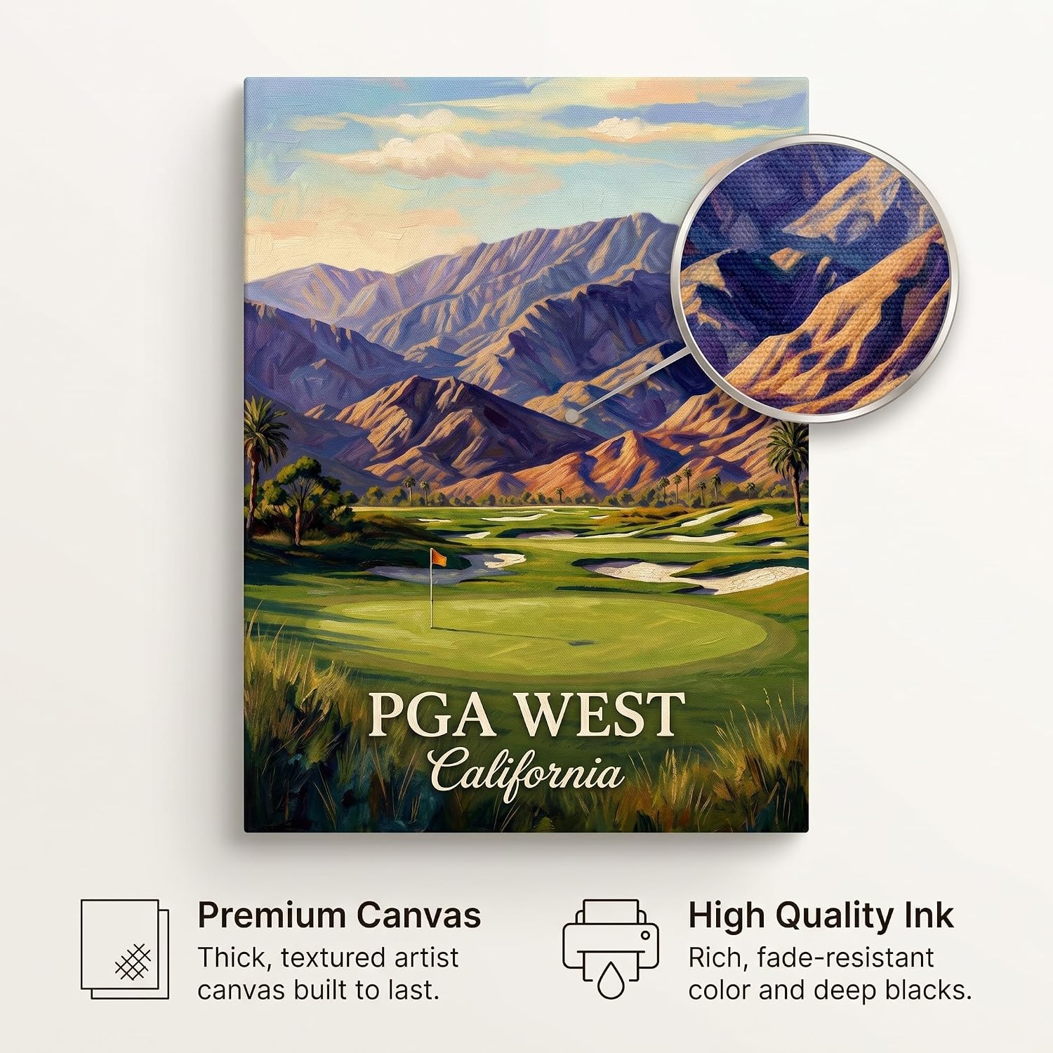 VeroTin California Golf Course Large Landscape Wall Art 12x16 UNFRAMED