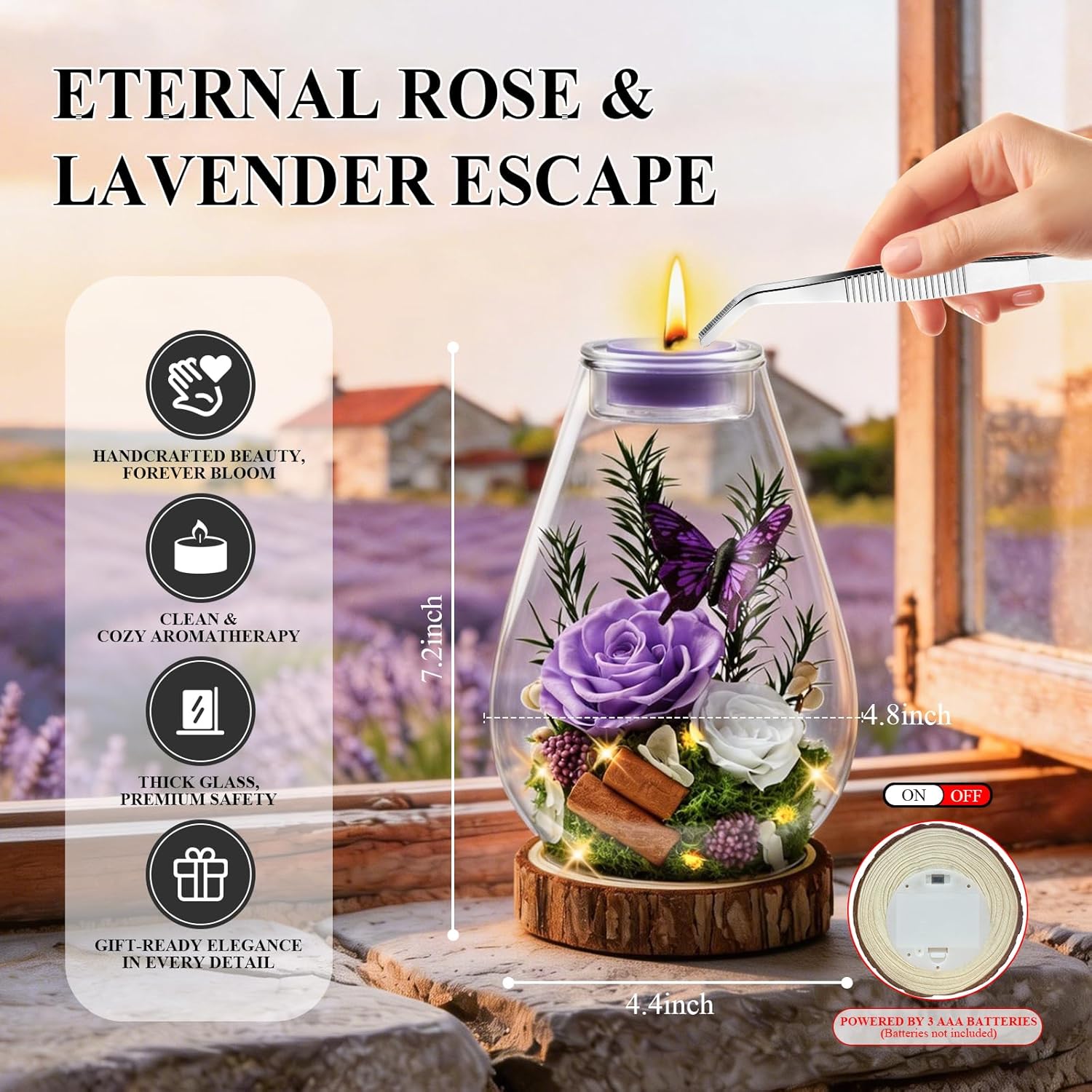 Mothers Day Gifts Birthday Gifts for Women Forever Flower Preserved Rose in Glass Dome Flowers for Delivery Real Roses for Grandma, Mom, Daughter and Sister