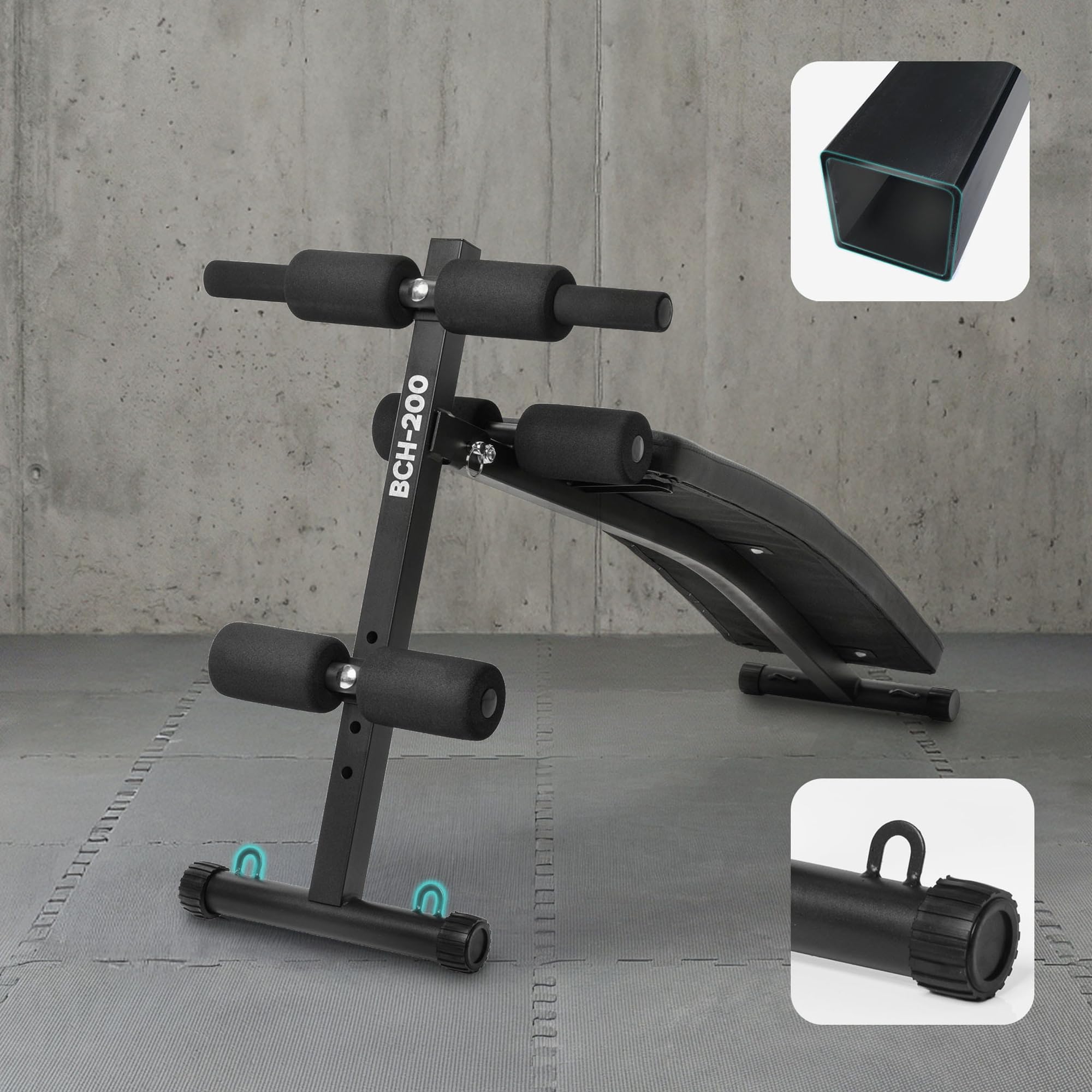 meteor Sit Up Bank klappbar Bauchtrainer Schrägbank Fitnessbank für Zuhause verstellbar platzsparend ideal für kleine Wohnungen Trainingsbank negativ Beinfixierung
