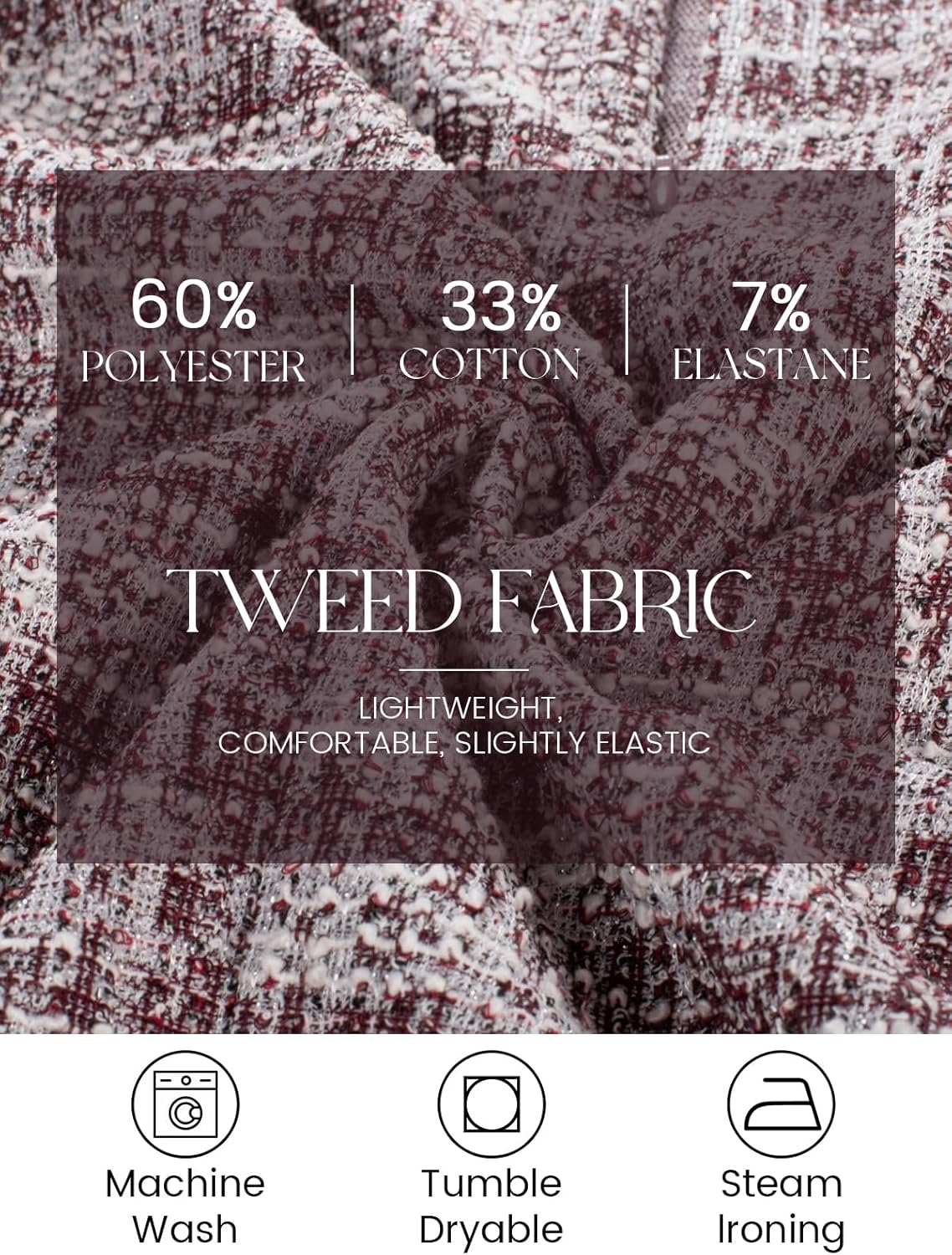 Kate Kasin Women's Tweed Pencil Skirt Knee Length High Waisted Skirts with Slit Elegant Skirts with Belt - Image 4