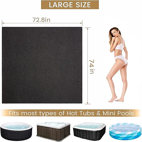 Miniatura 3 de Tapete para jacuzzis, 74 x 72 pulgadas, extra grande, protector de suelo absorbente para bañera de hidromasaje, respaldo antideslizante e