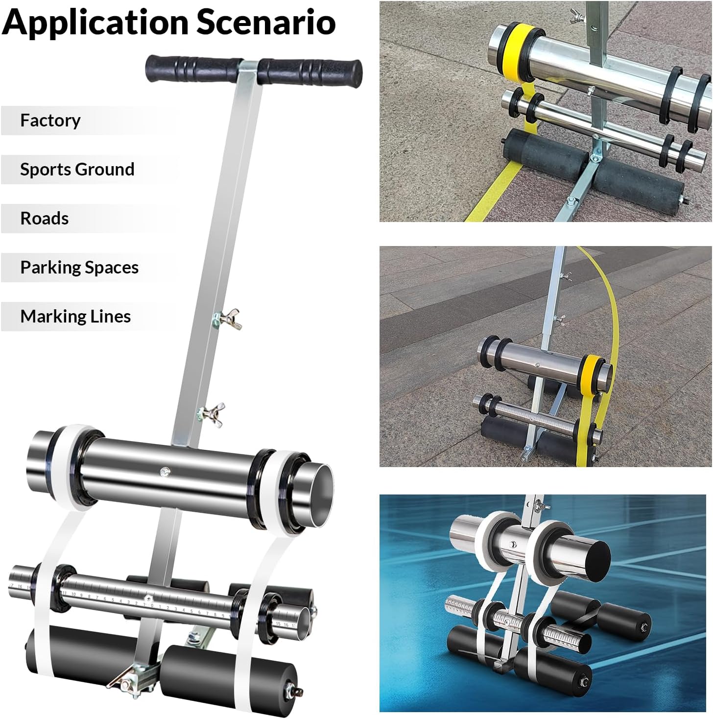 Court Line Tape Machine, with Drawing Circle Kit, Parking Lot Striping Machine for Driveway, Asphalt or Concrete, Basketball Courts, Pickleball Court, Road Warning