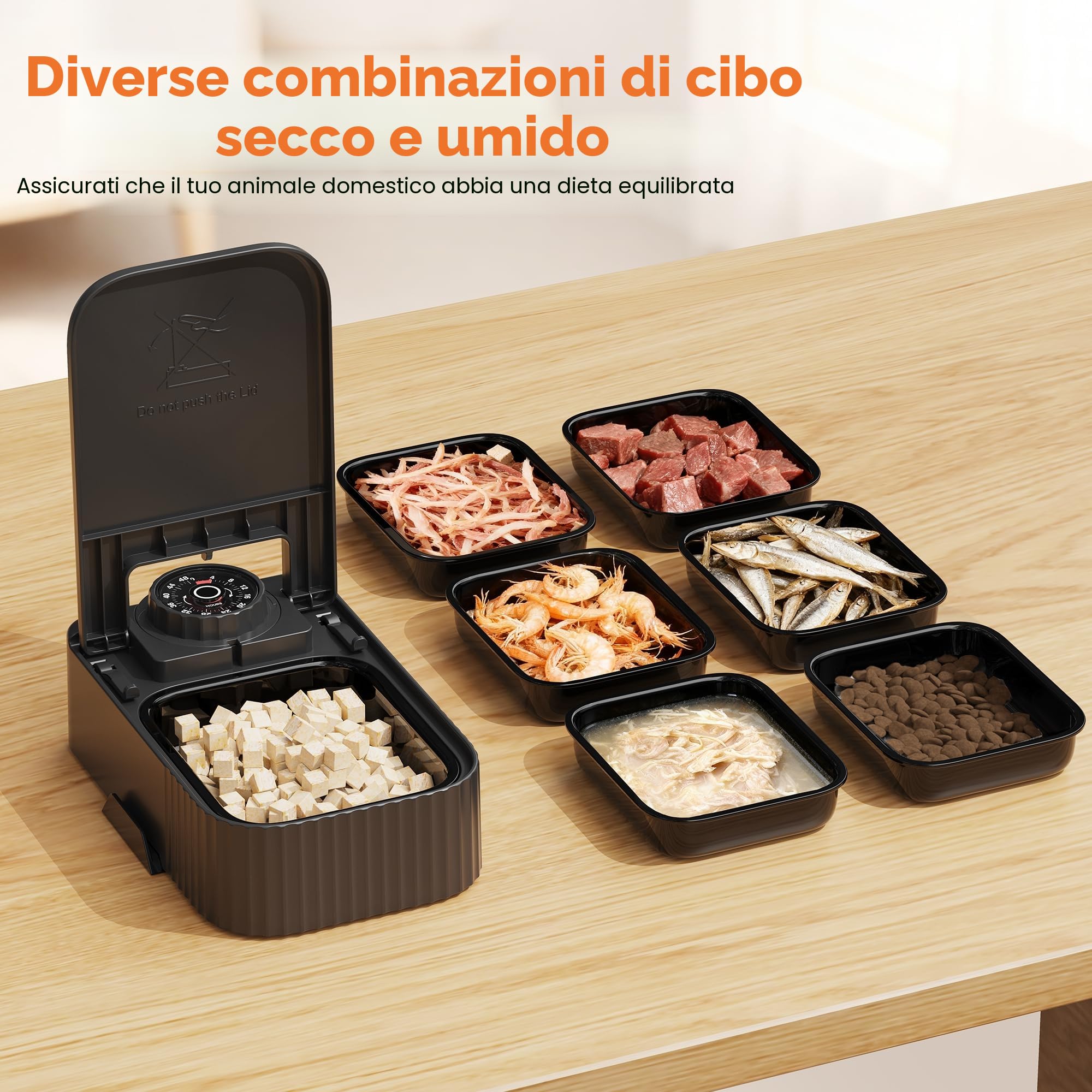 Distributore Automatico Cibo Gatti Umido: Dispenser Crocchette Gatto con Timer di 48 Ore - Dosatore Crocchette per Gatti senza Fili con 1 AA Batteria - Pasti Fino a 350g Ciascuno - Nero