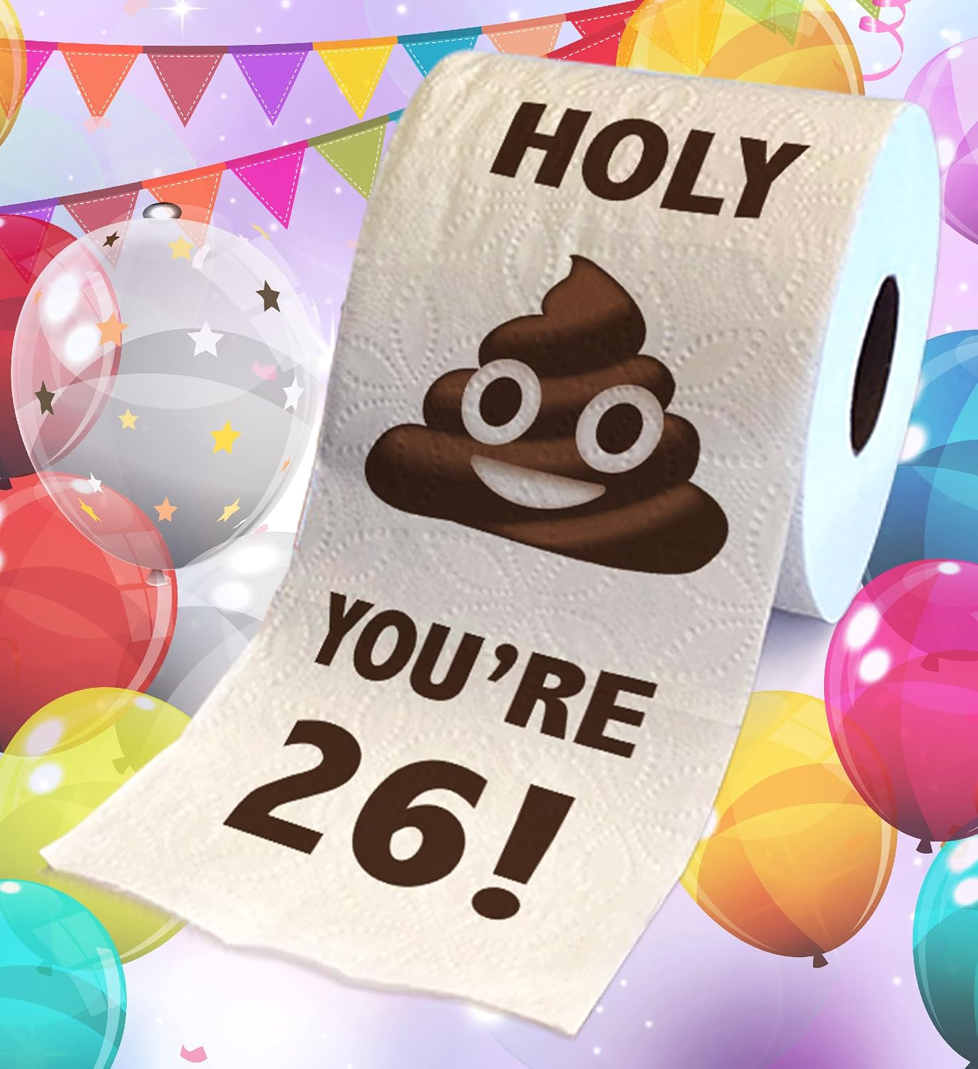 Printed TP 26th Birthday Gift Toilet Paper - Holy You're 26 Bday Party Funny Birthday Gag Gift Joke Toilet Paper Prank, Novelty Unique 26 Happy Birthday Presents for Men, Women, Friends - 500 Sheets