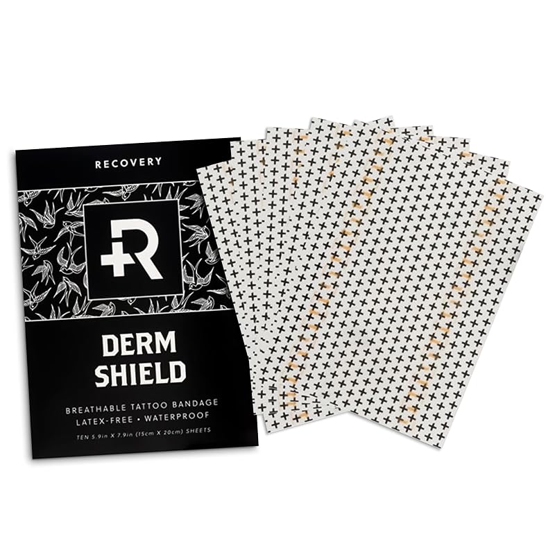Recovery Aftercare Derm Shield Película Transparente Fosca para Tatuagem, Sem Látex e Impermeável, 10 unidades